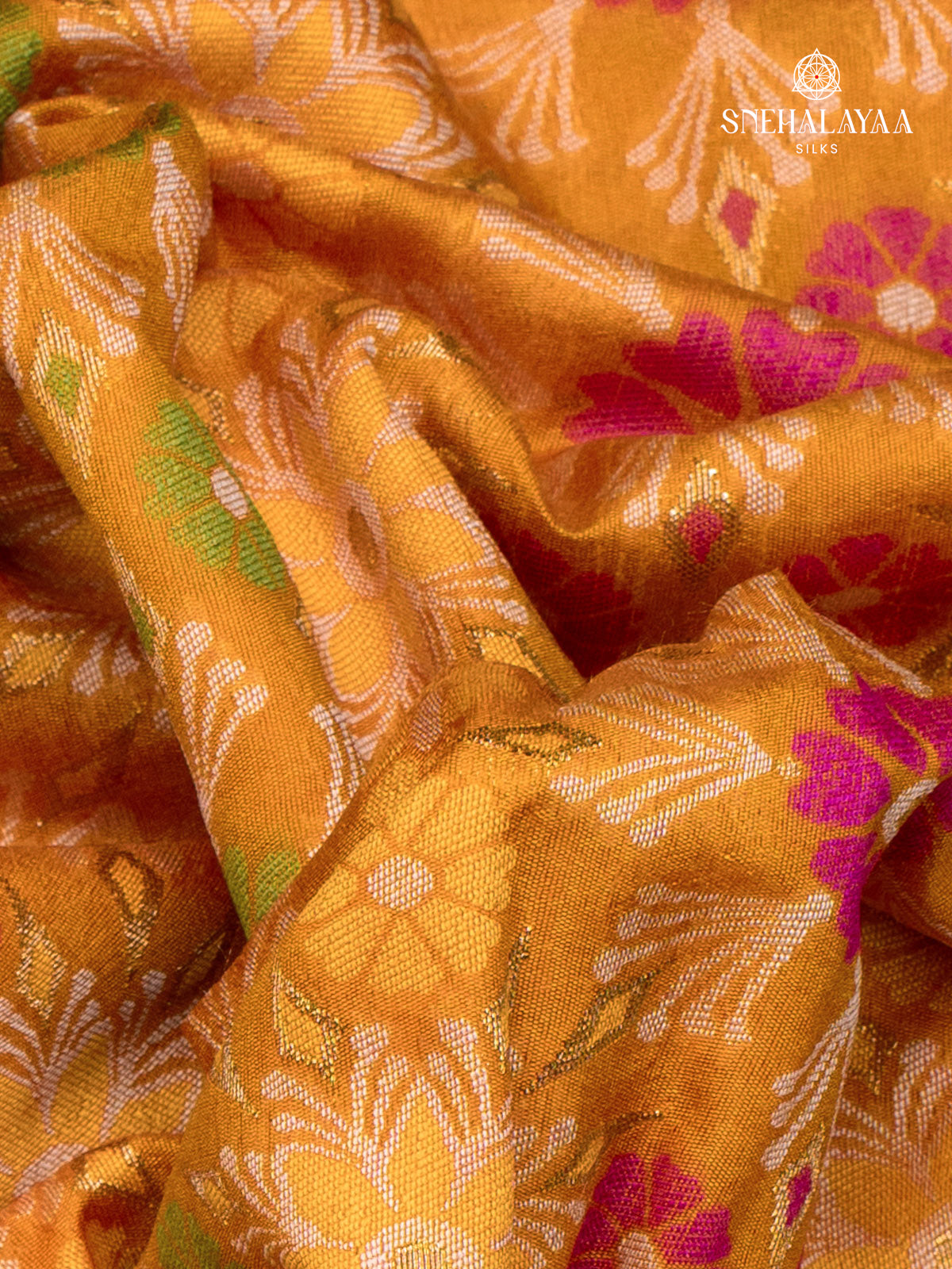 Orange Ikat Silk Saree
