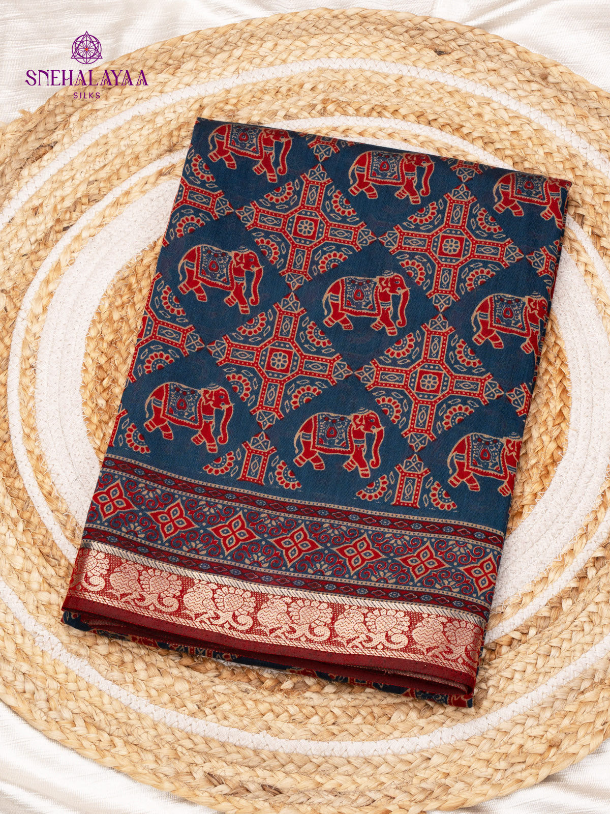 Navy Blue Dola Silk Saree