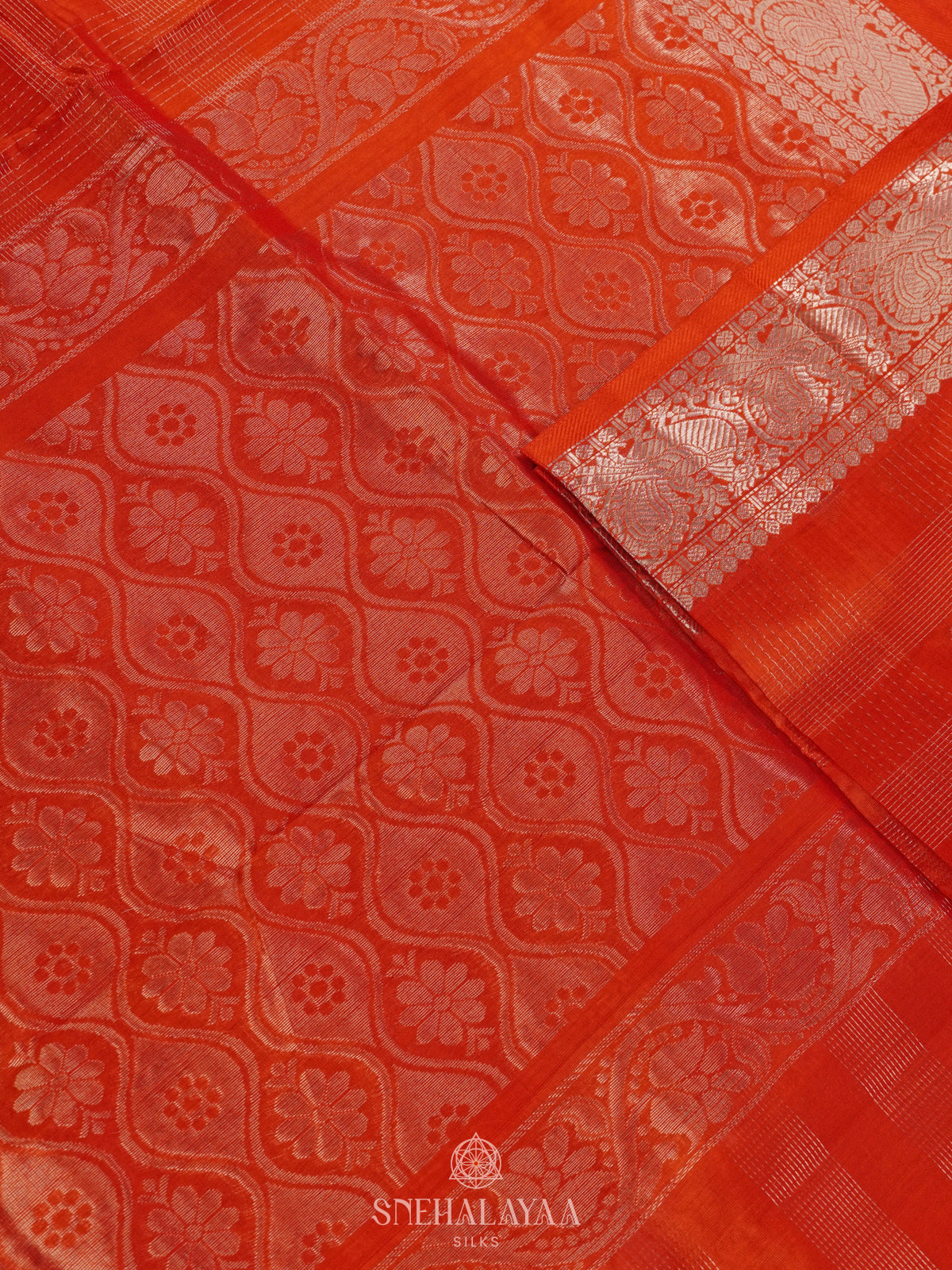 Orange Mangalagiri Kuppadam Silk Cotton Saree