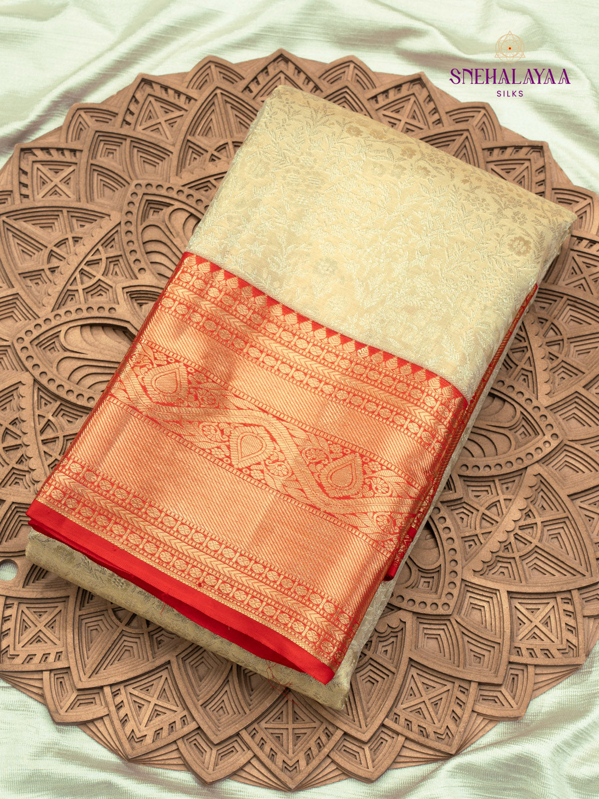Cream Tissue Kanjivaram Silk Saree