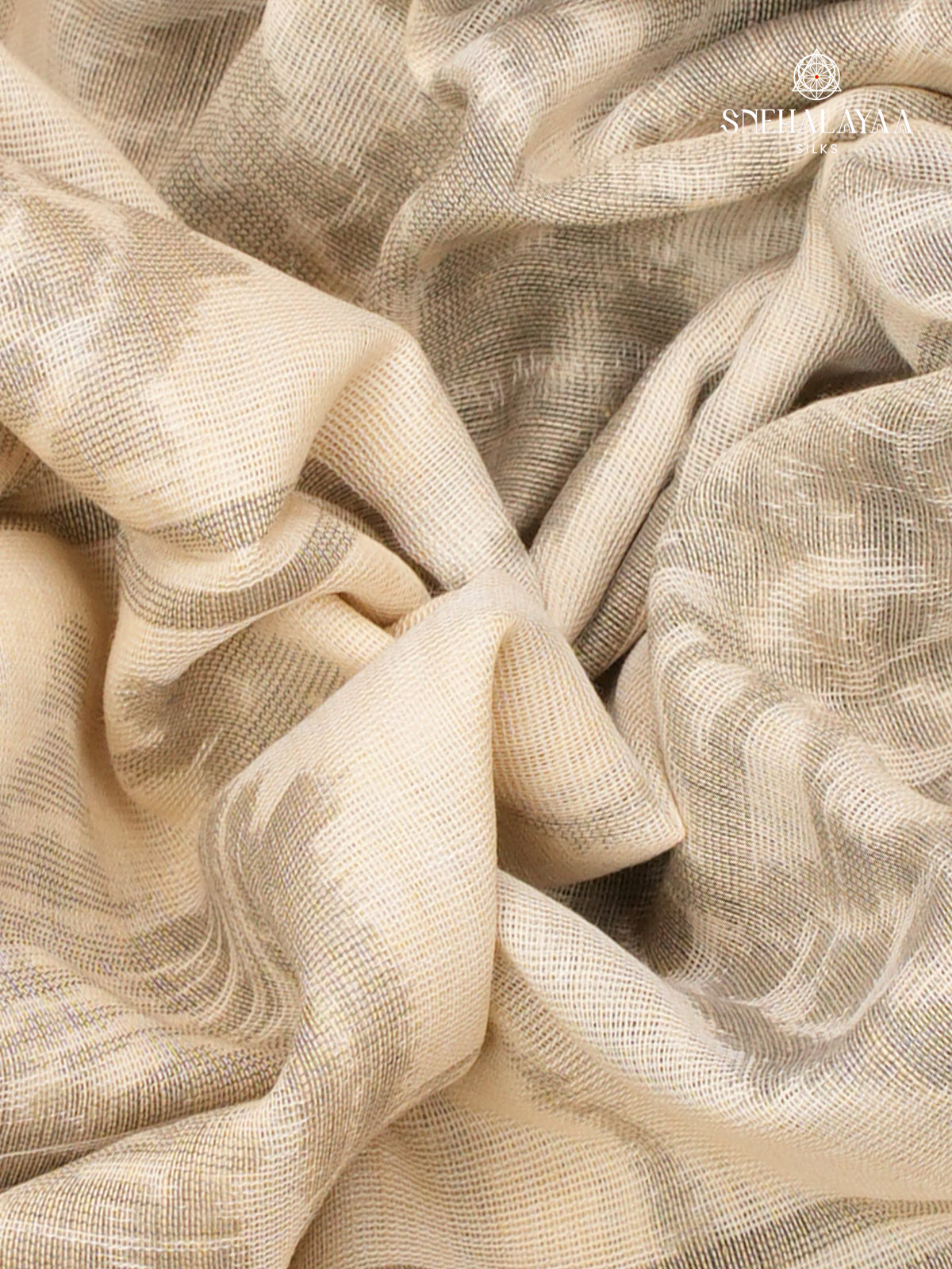 Beige Khadi Cotton Saree