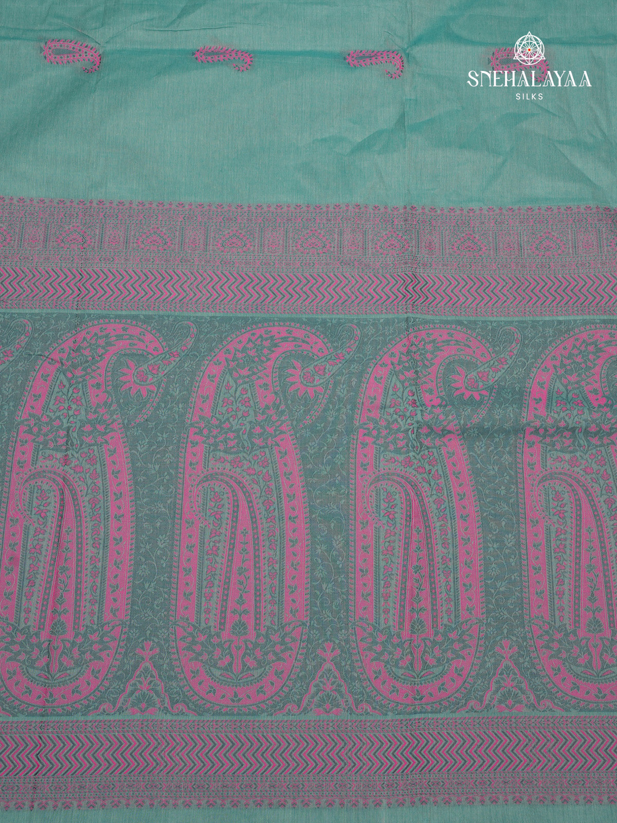 Teal Blue Handloom Cotton Saree