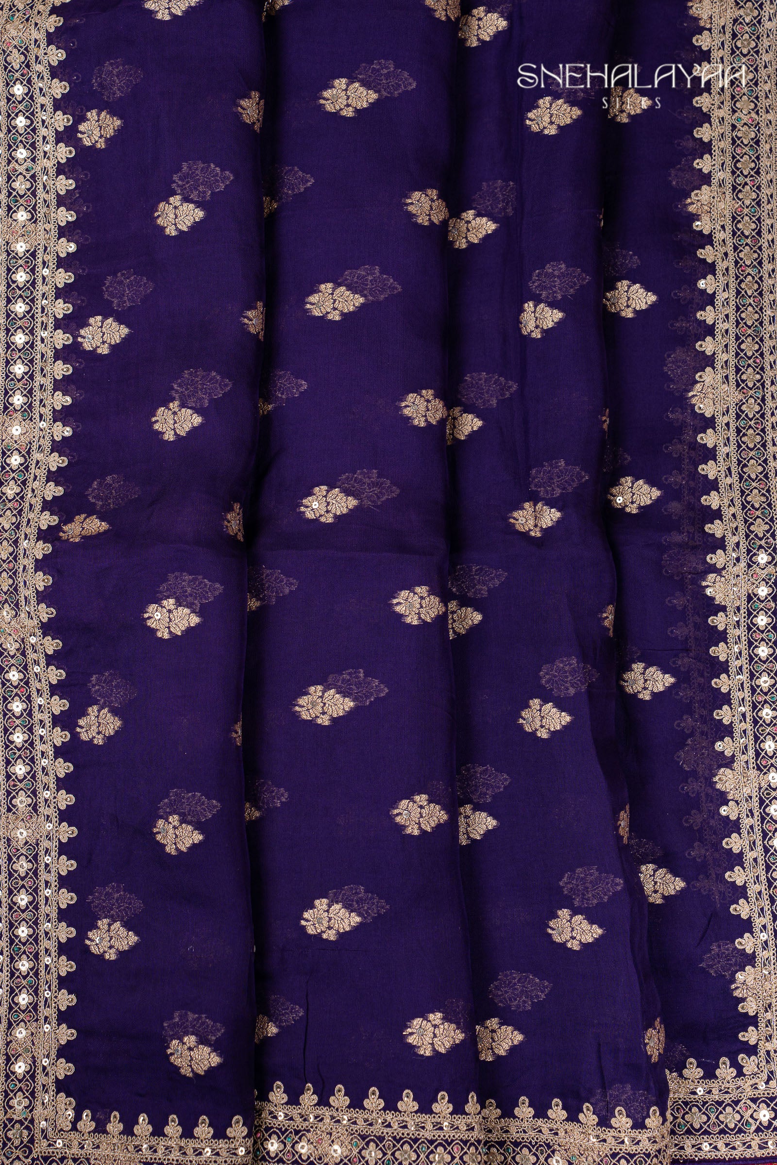 Berry Blue Designer Saree