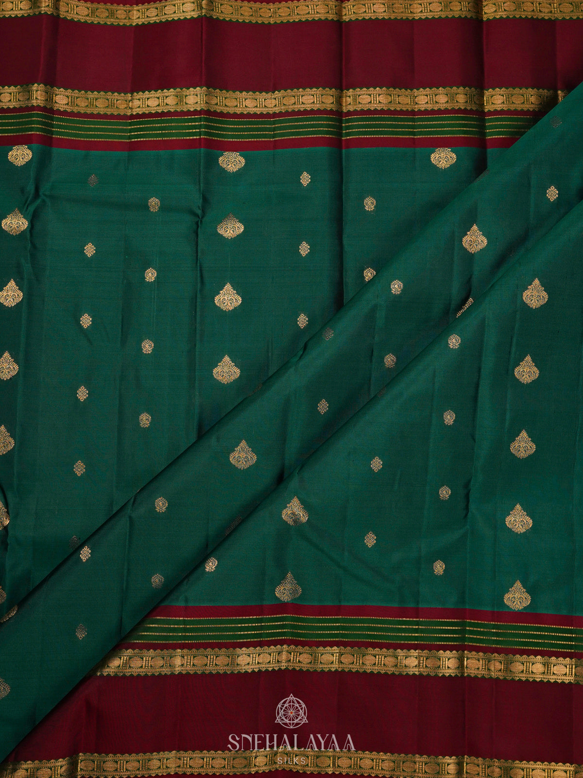 Forest Green Kanjivaram Silk Saree