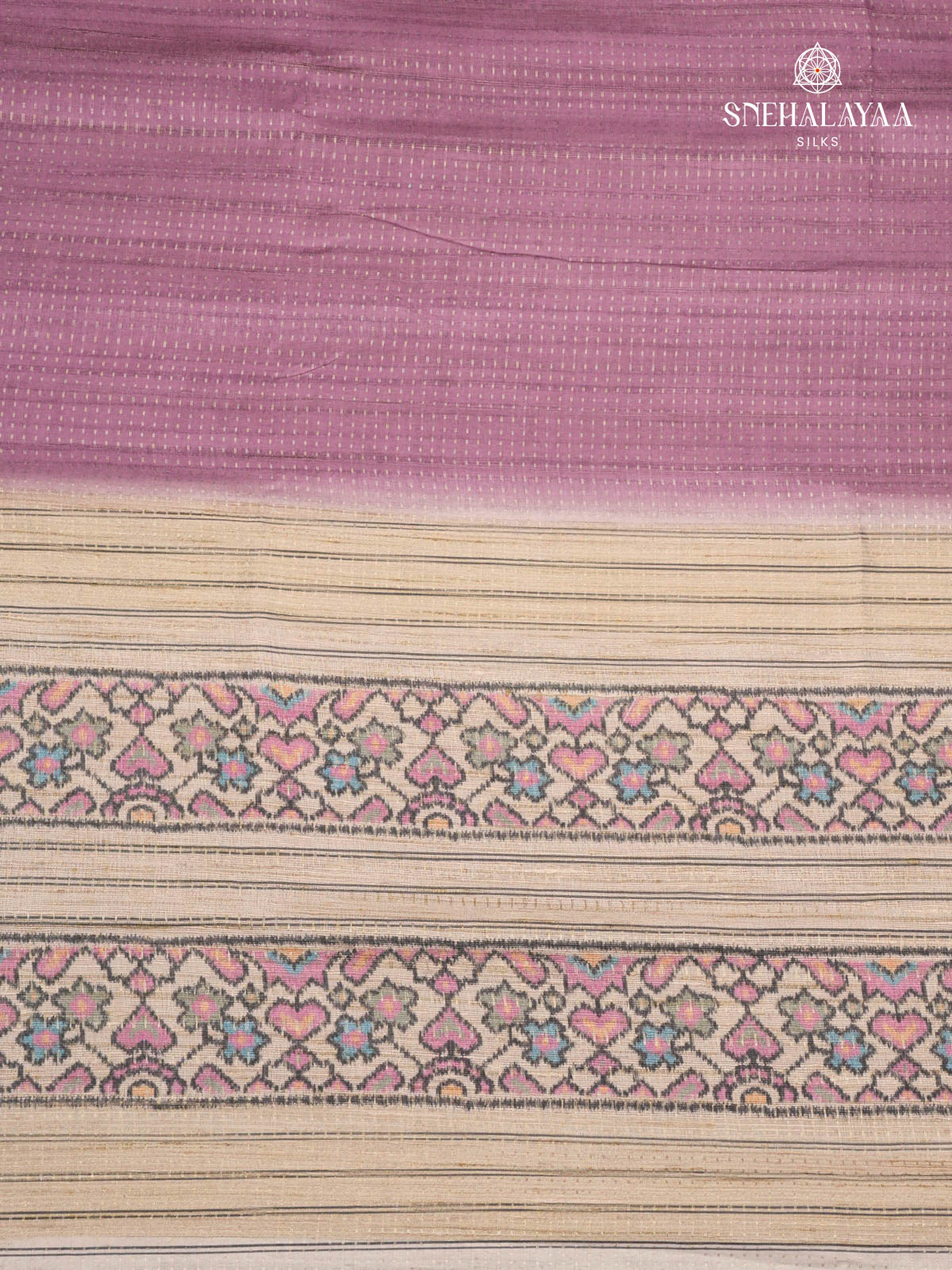 Lavender Printed Tussar Saree