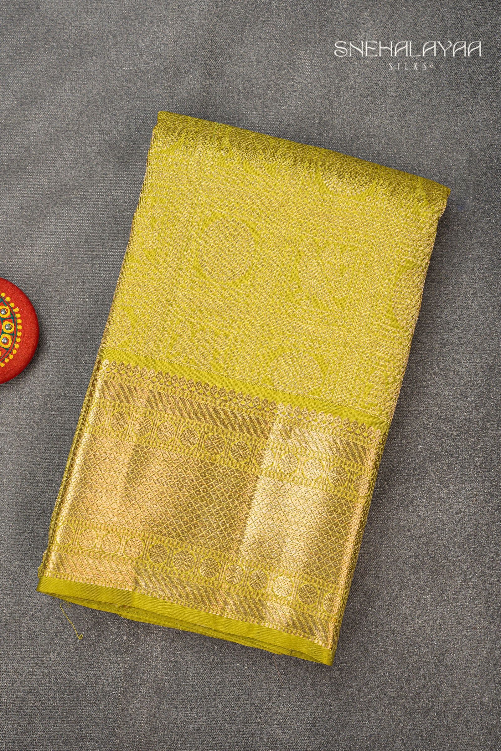 Lime Green Kancheevaram Silk Saree