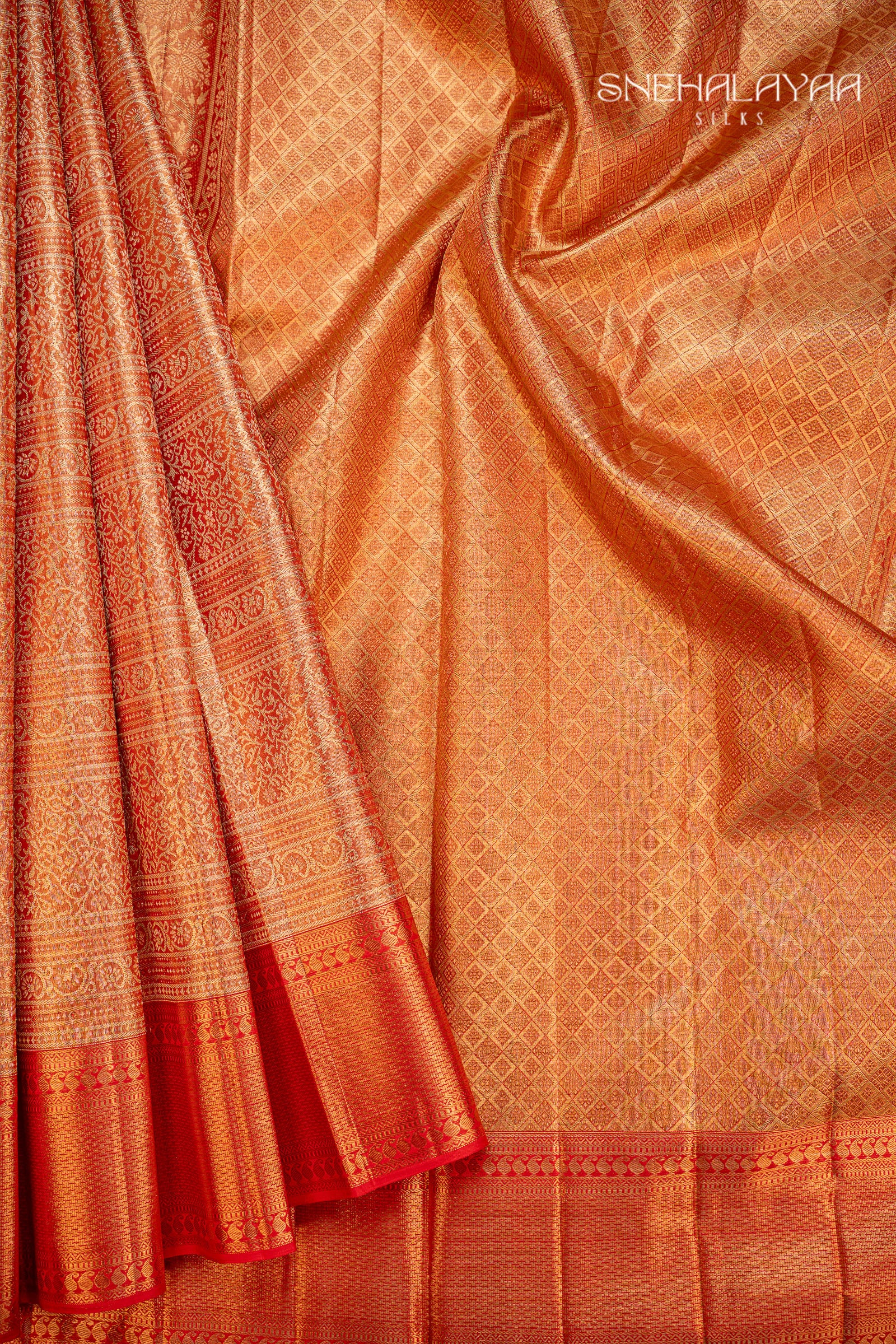 Rose Red Kancheevaram Tissue Silk Saree