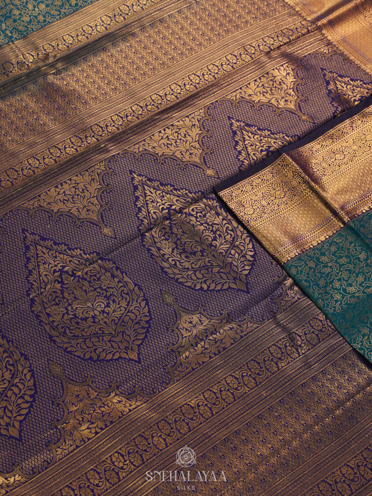 Peacock Blue Art Silk Saree