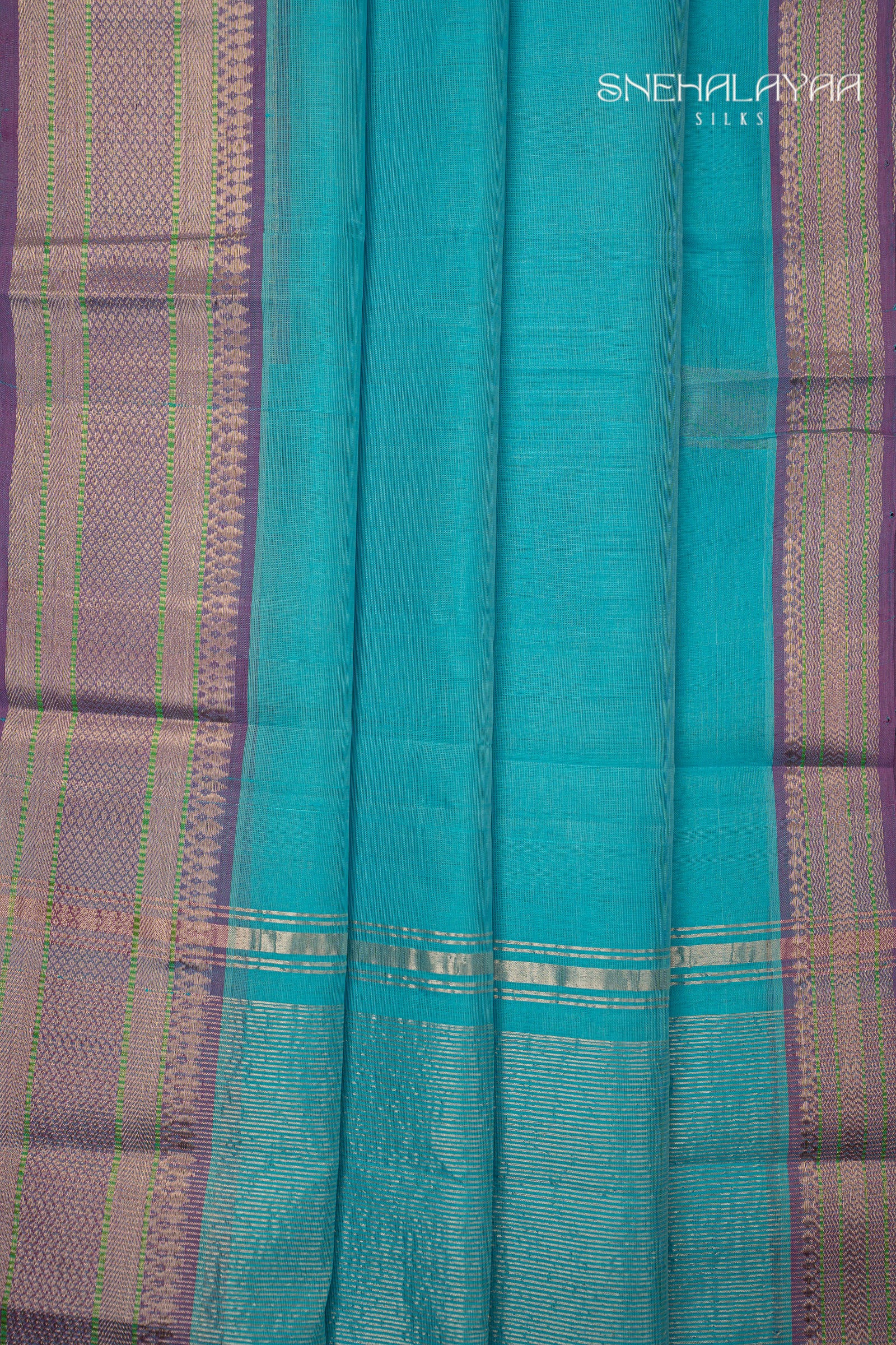 Sky Blue Mangalgiri Silk Saree
