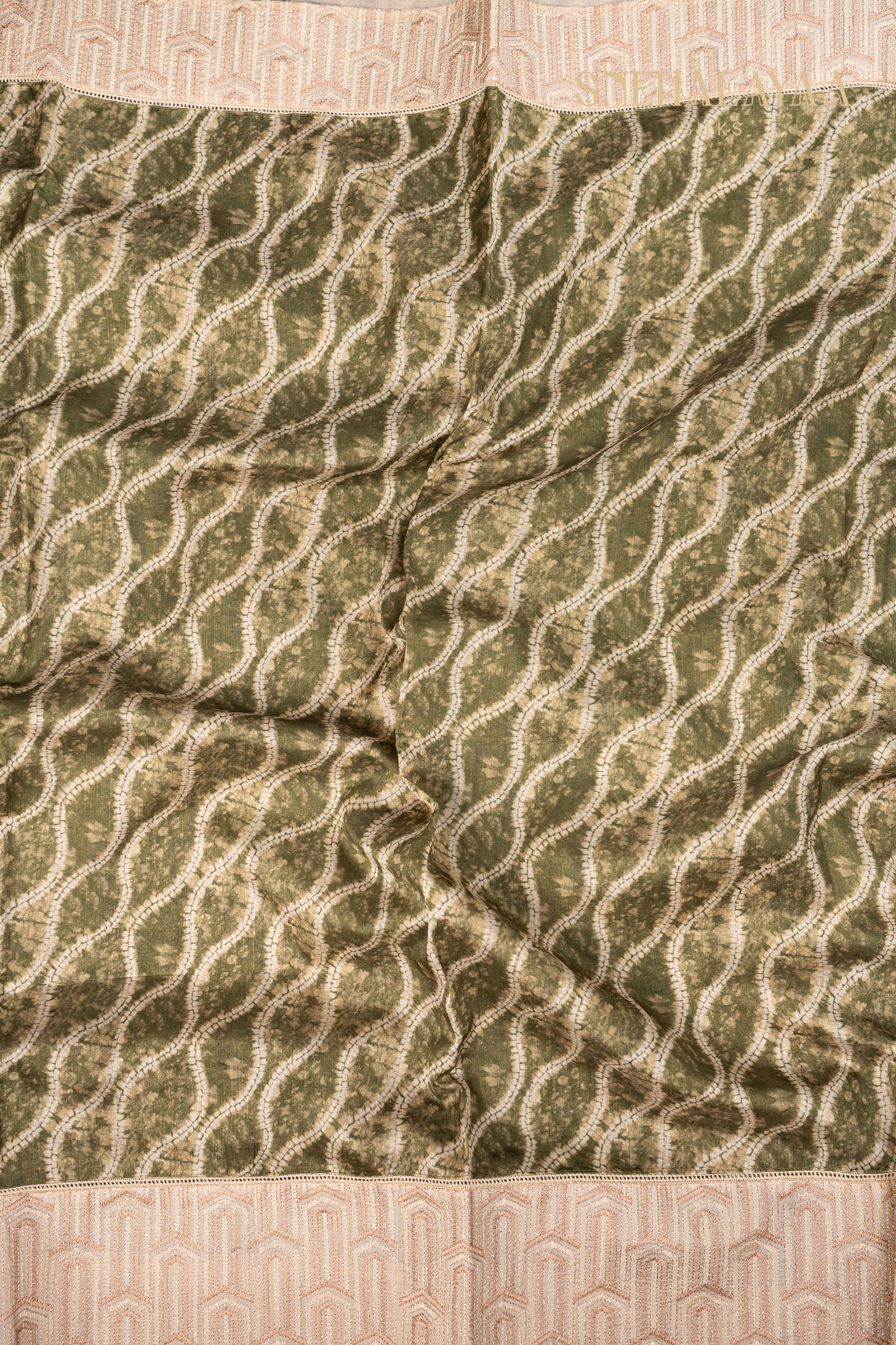 Olive Green Raw Silk Saree