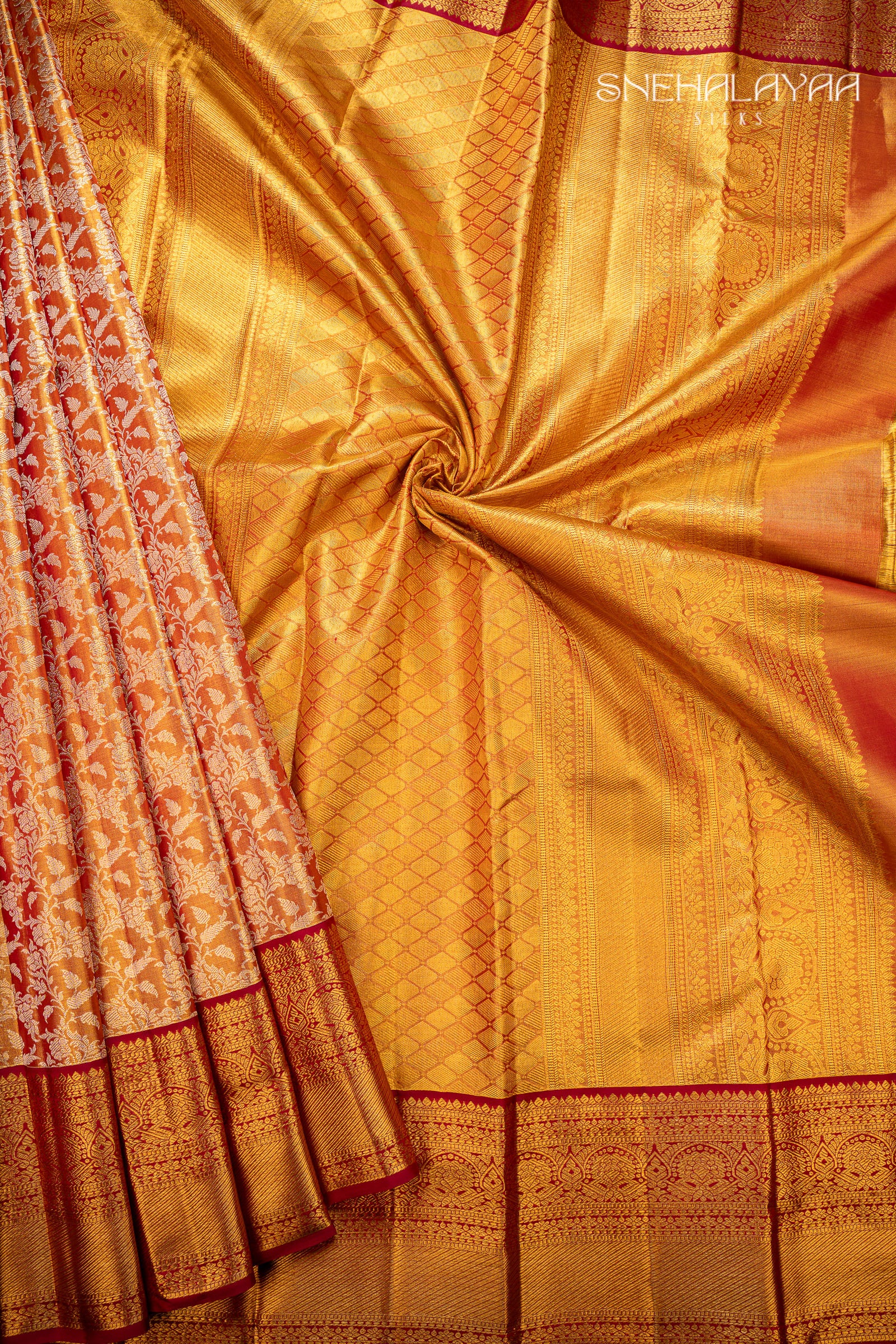 Red Gold Kancheevaram Silk Saree