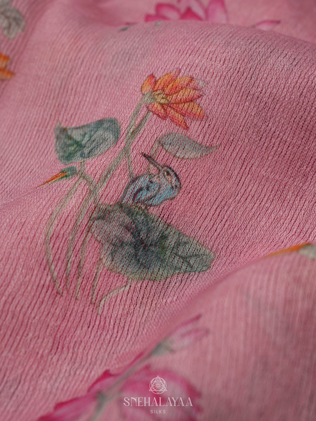 Pink Linen Kora Silk Saree