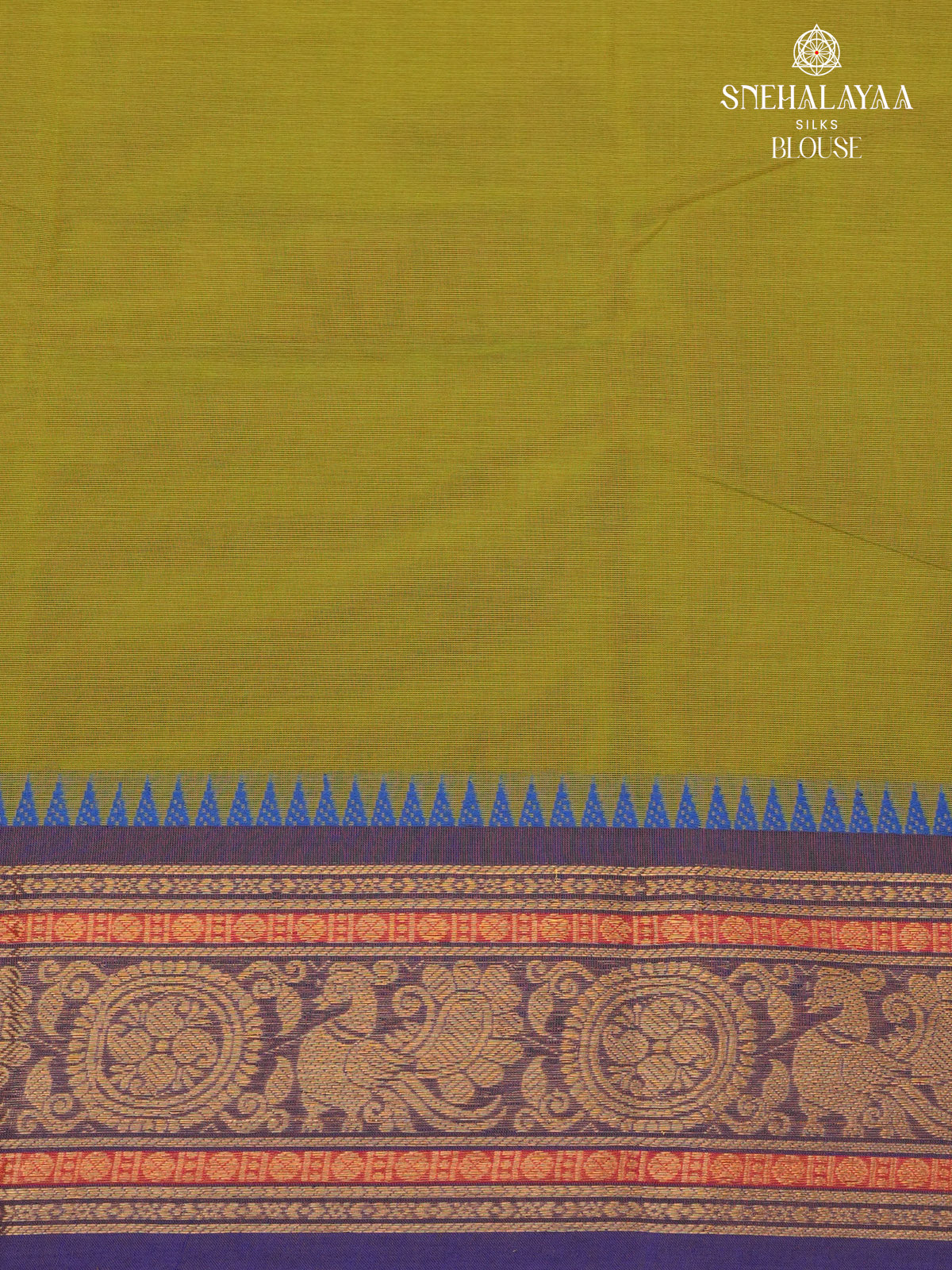 Lime Green Chettinad Cotton Saree