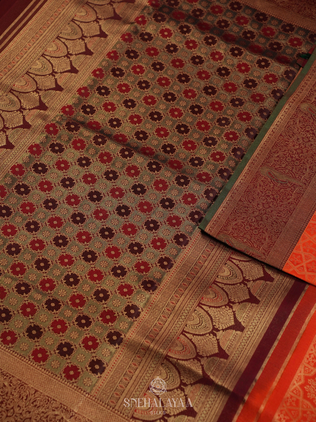Rust Orange Kanjivaram Silk Saree