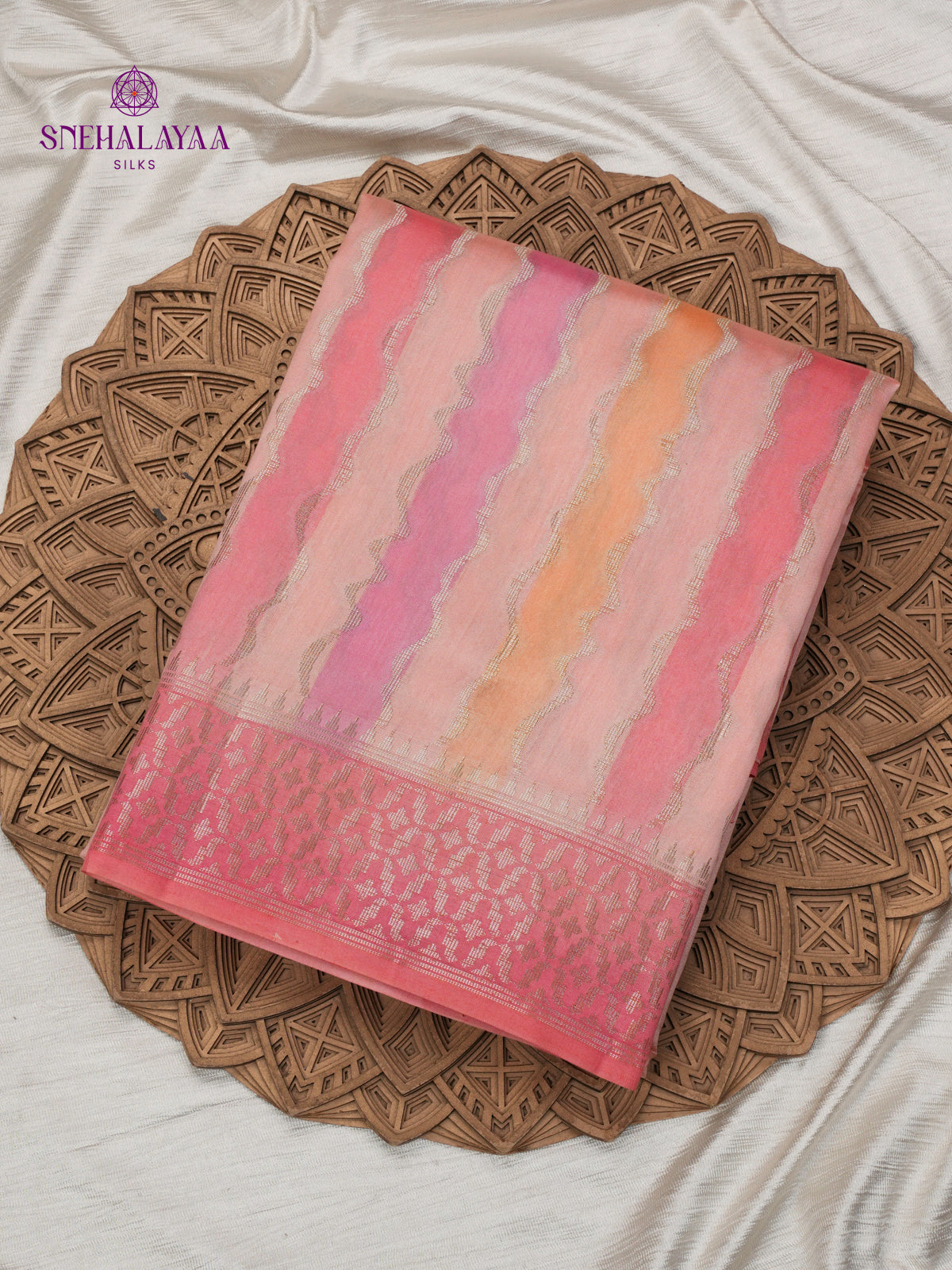 Pale Pink Banaras Chiniya Silk Saree