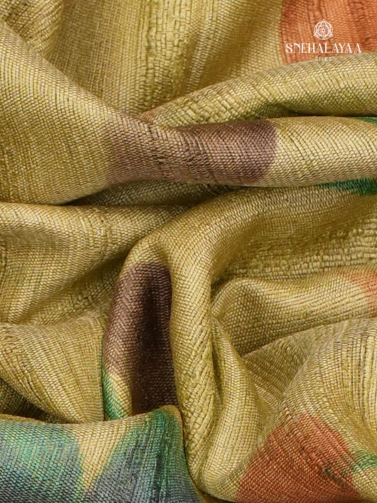 Olive Green Tussar Silk Saree