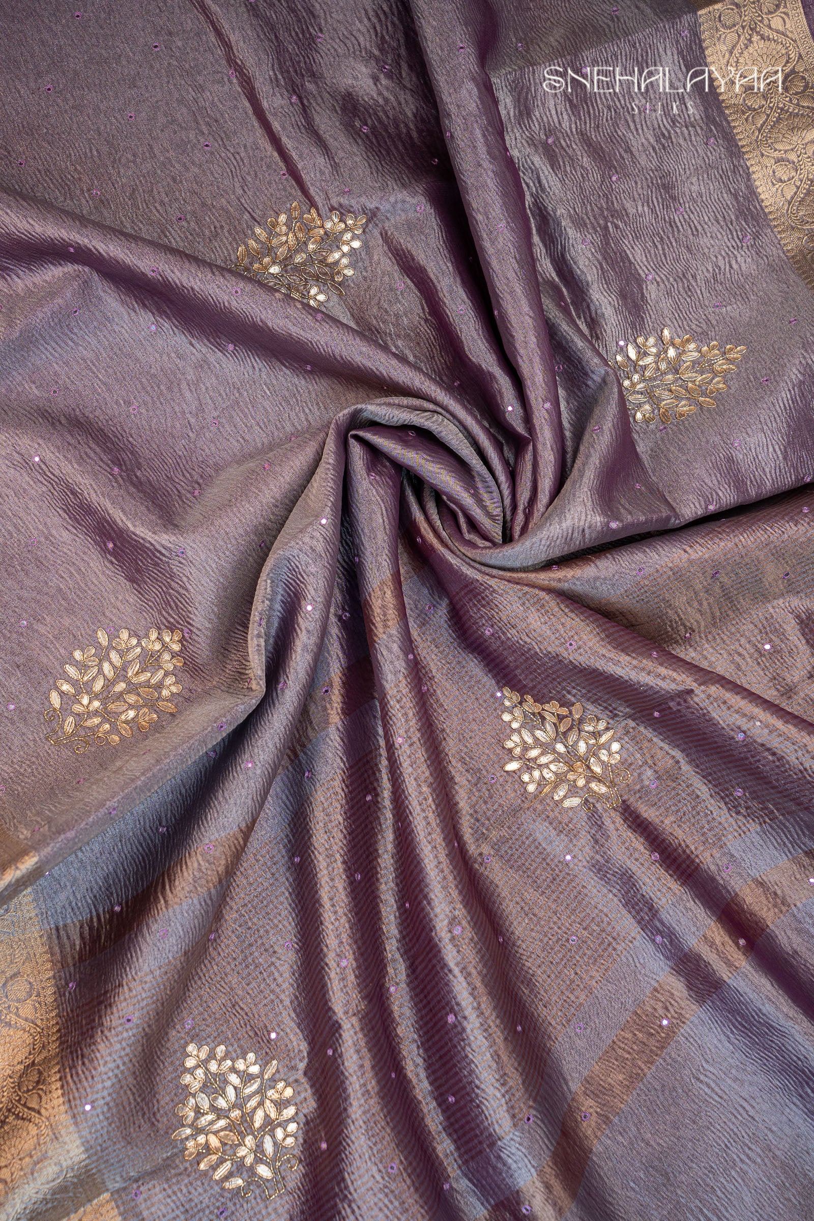Mauve Purple Crush Tissue Saree