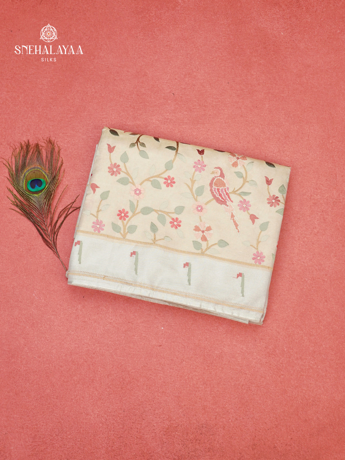 White Tissue Embroidery Saree