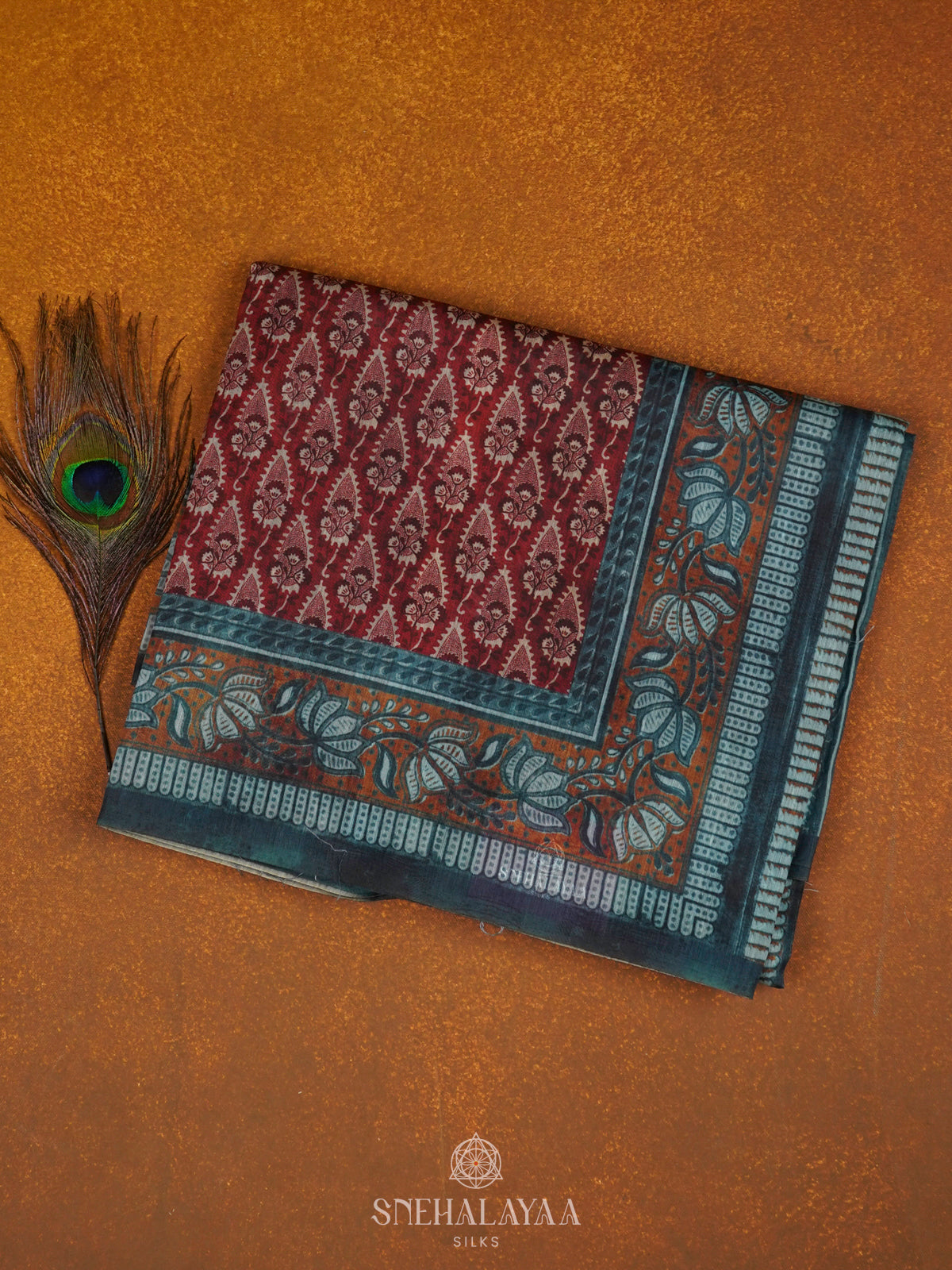 Maroon Linen Saree