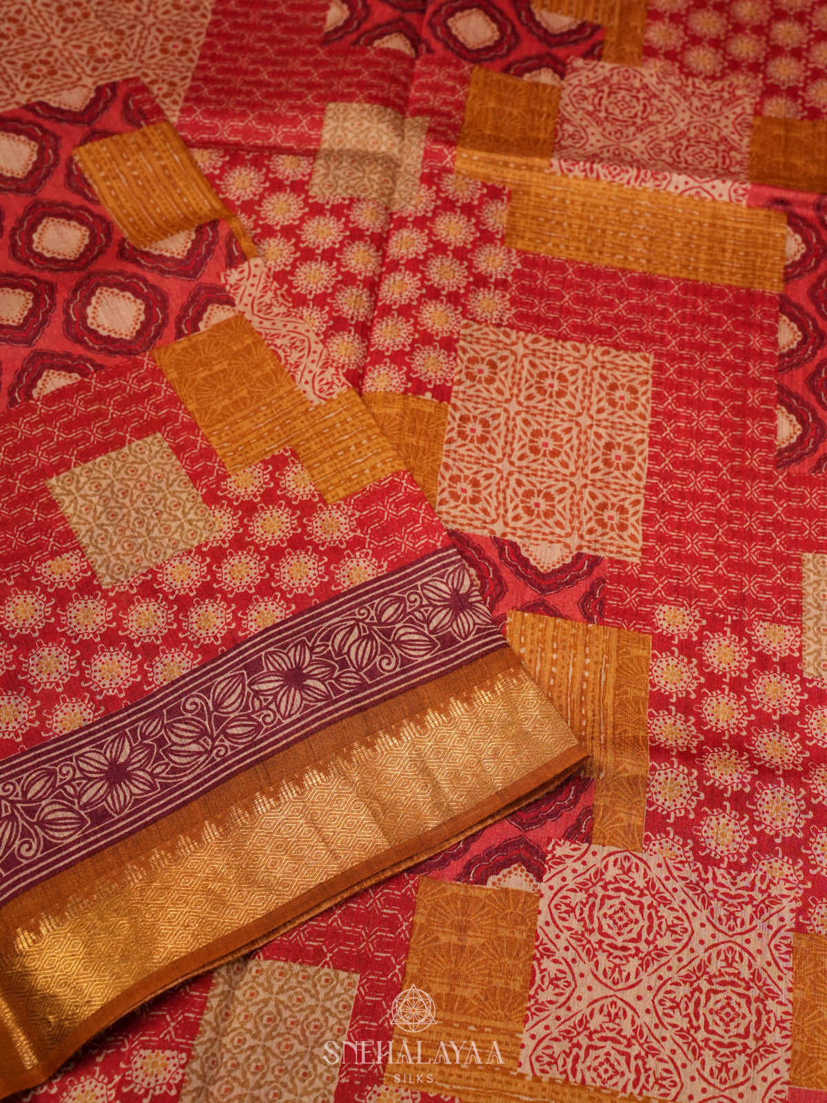 Red Chanderi Saree