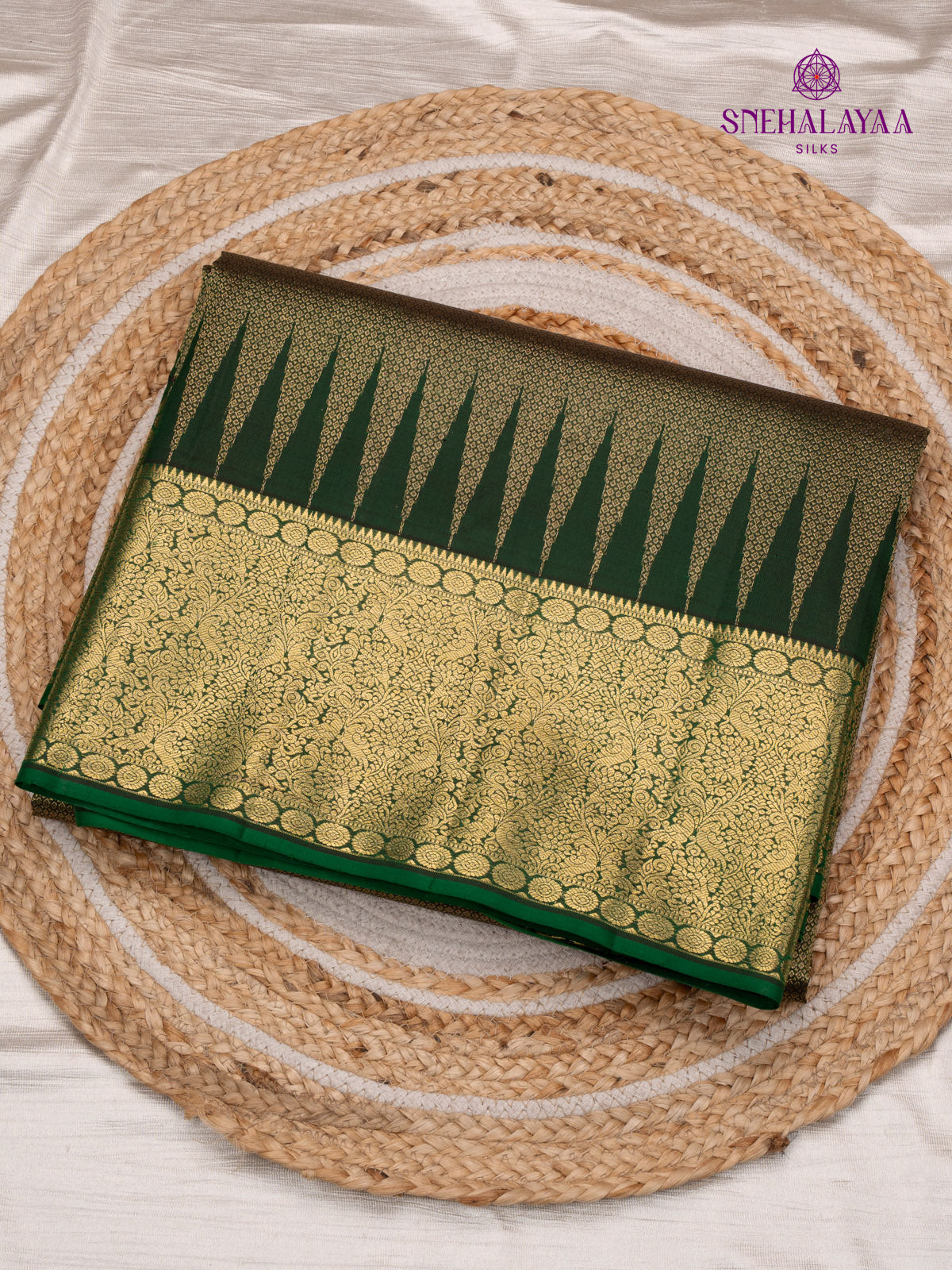 Bottle Green Kanjivaram Silk Saree