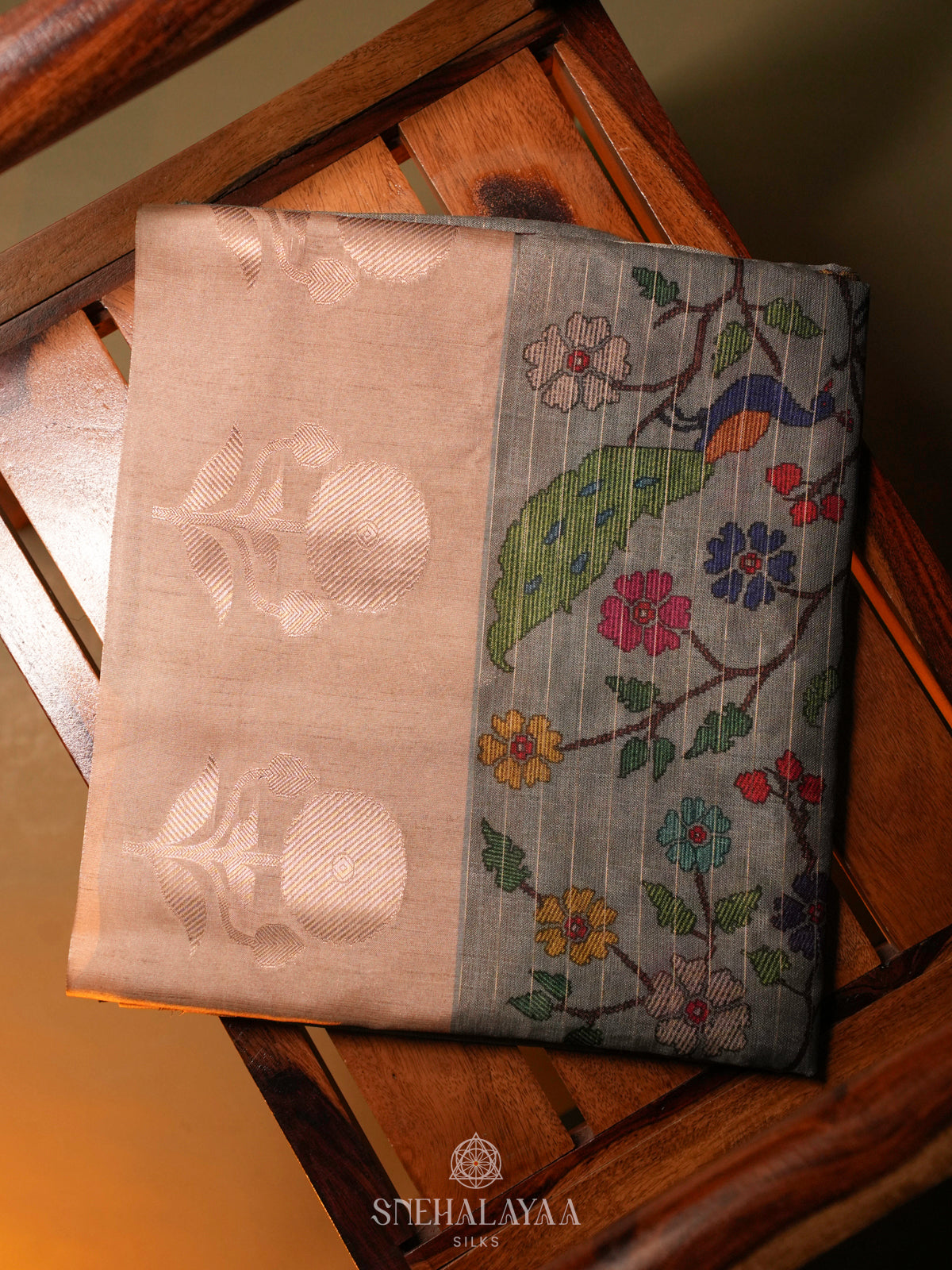 Pale Blue Linen Tussar Saree