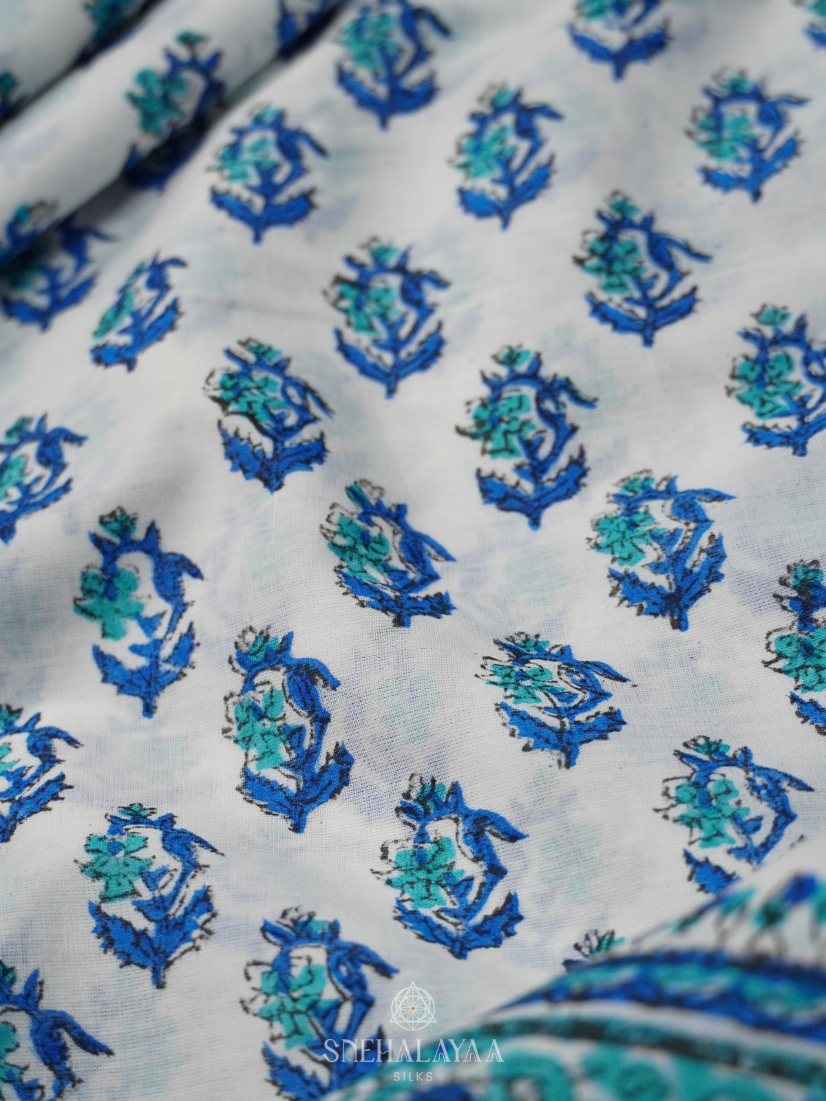 White Jaipur Cotton Saree