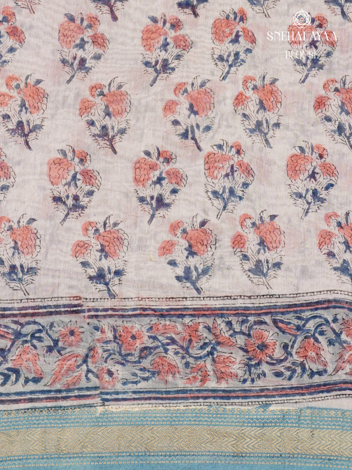 Sea Blue Chanderi Saree