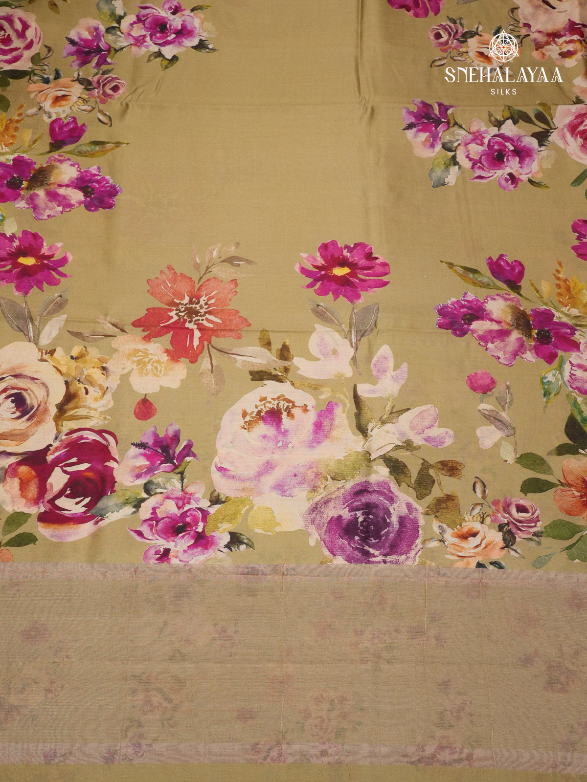 Golden Chiniya Silk Saree