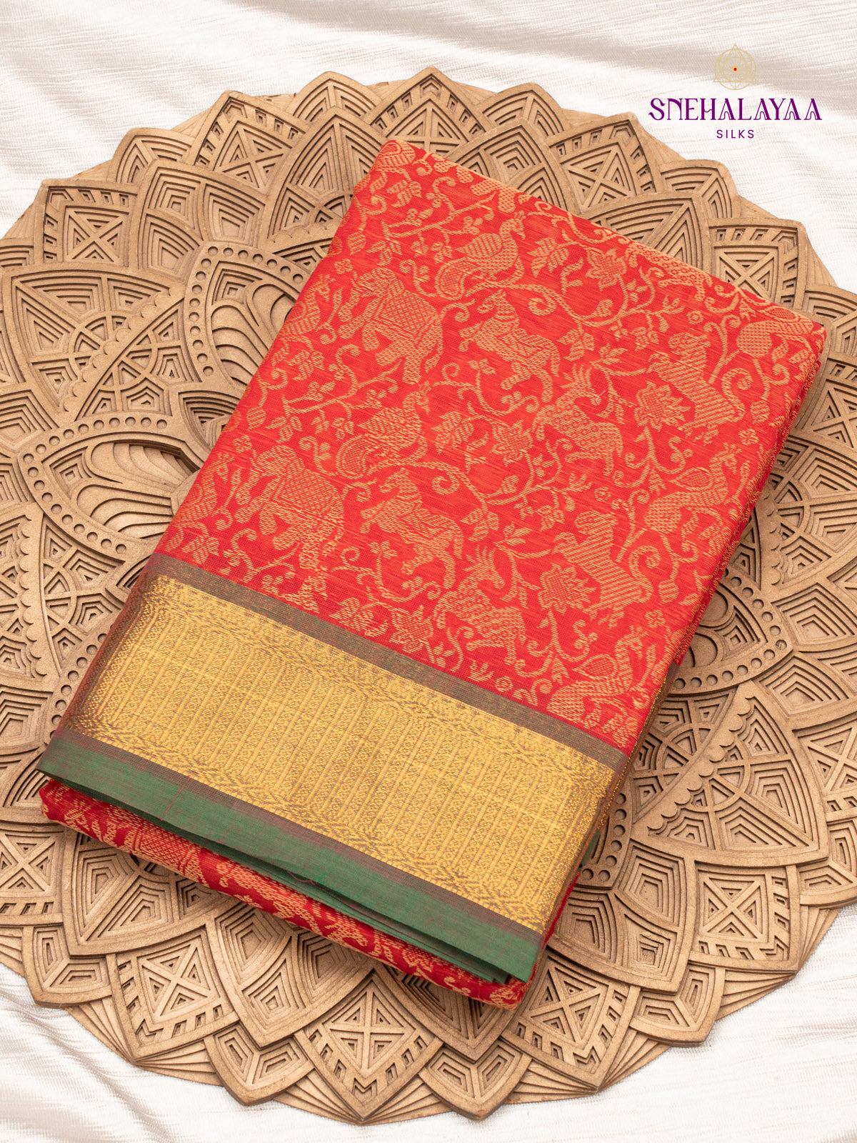 Red Chettinad Cotton Saree