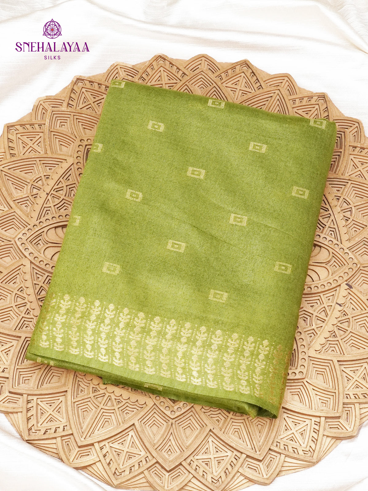 Olive Green Bamboo Silk Saree