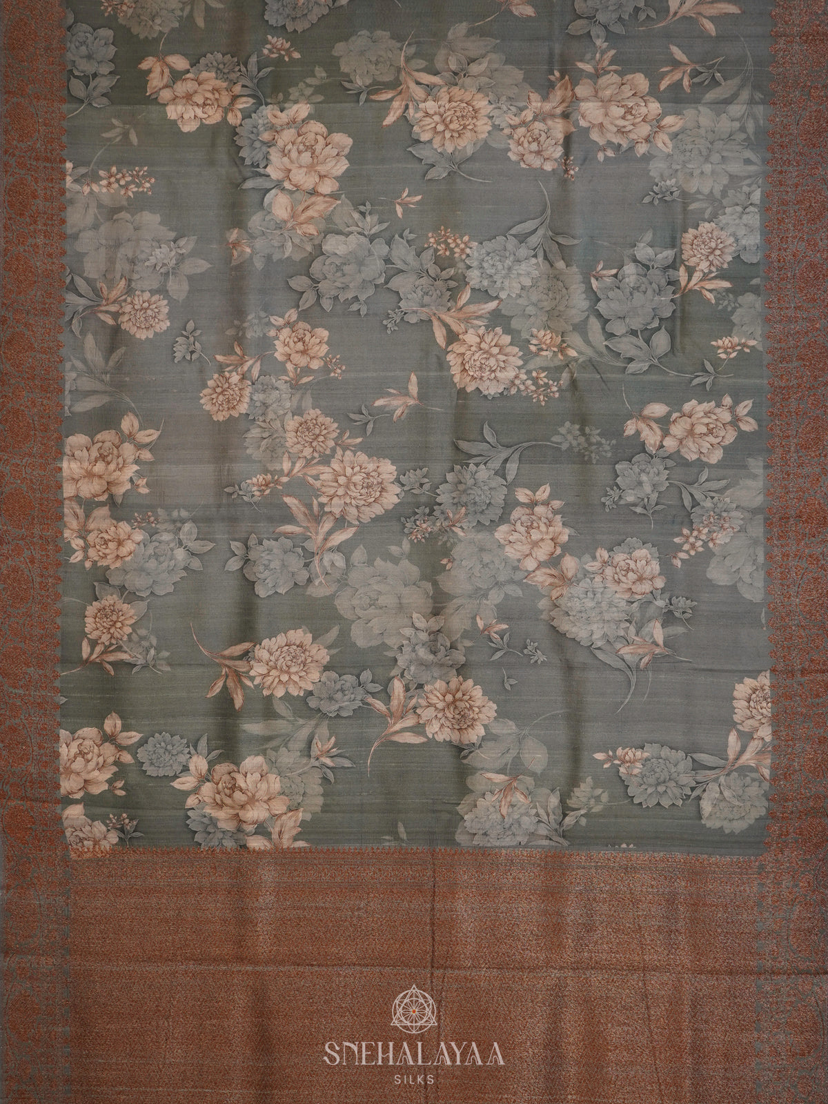 Grey Jute Tussar Saree