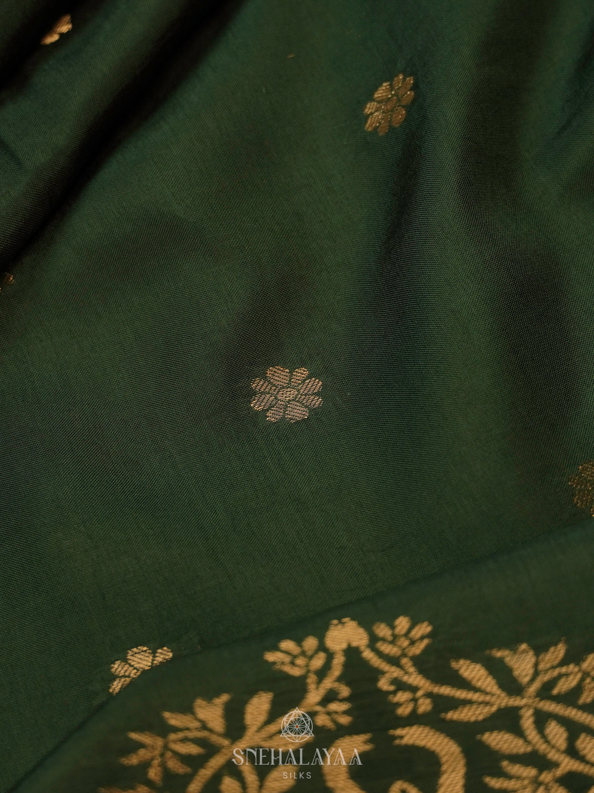 Forest Green Banaras Silk Saree