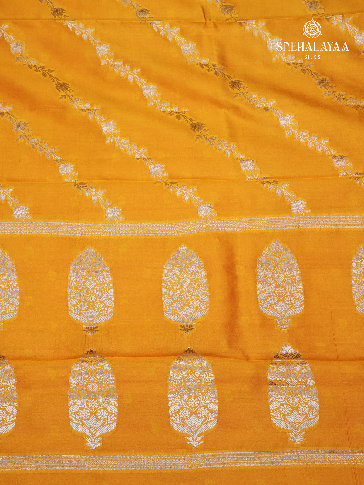 Orange Banaras Dupion Silk Saree