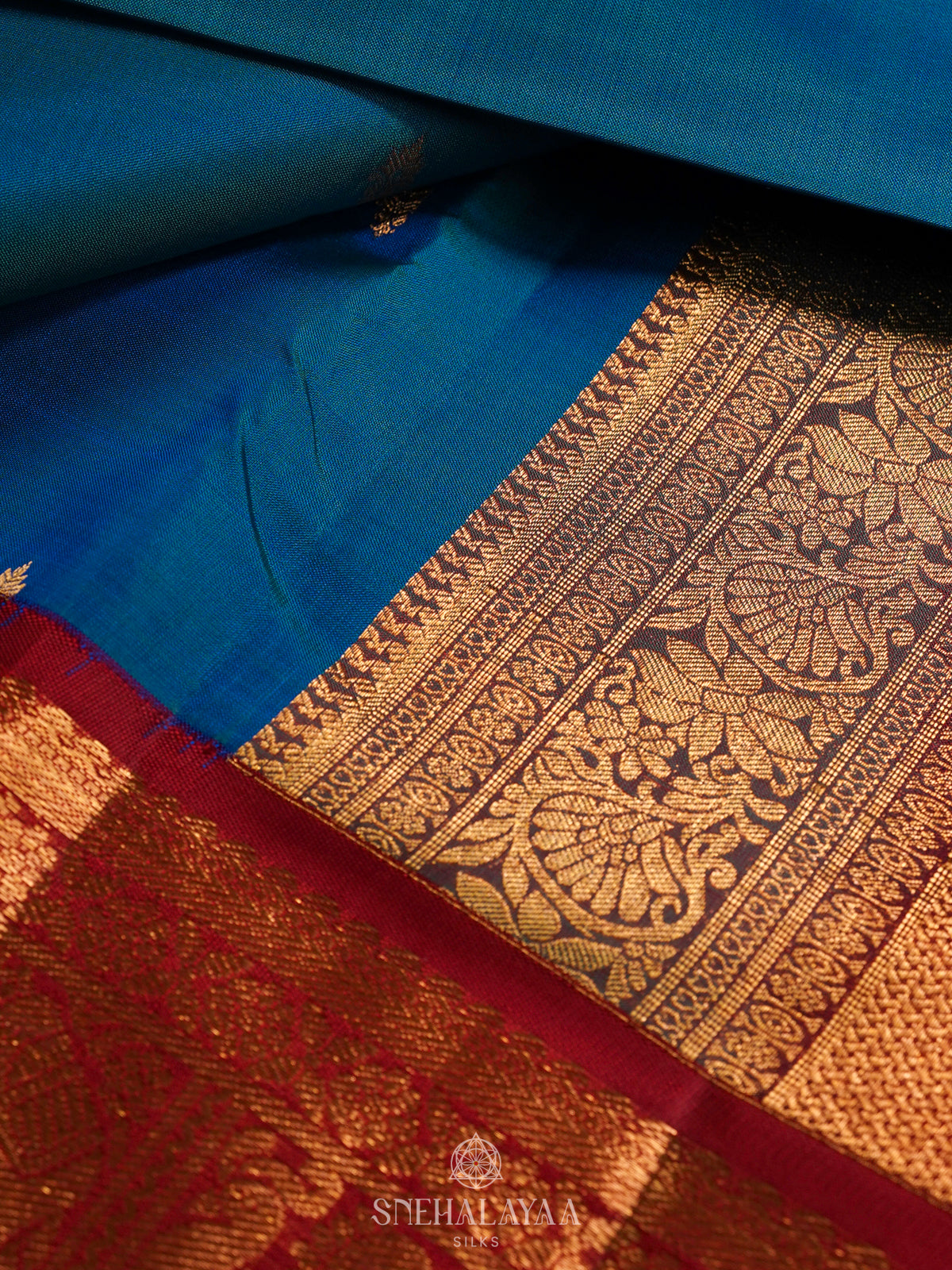 Peacock Blue Kanjivaram Silk Saree