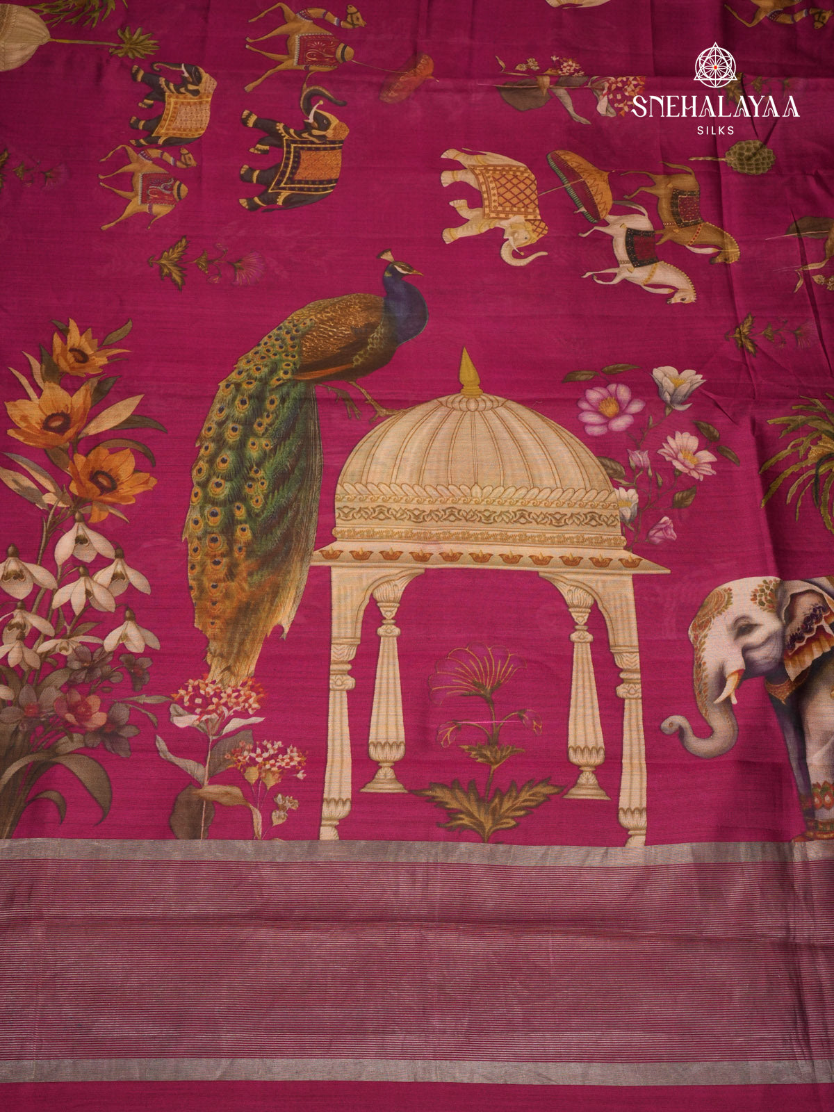 Berry Pink Chiniya Silk Saree