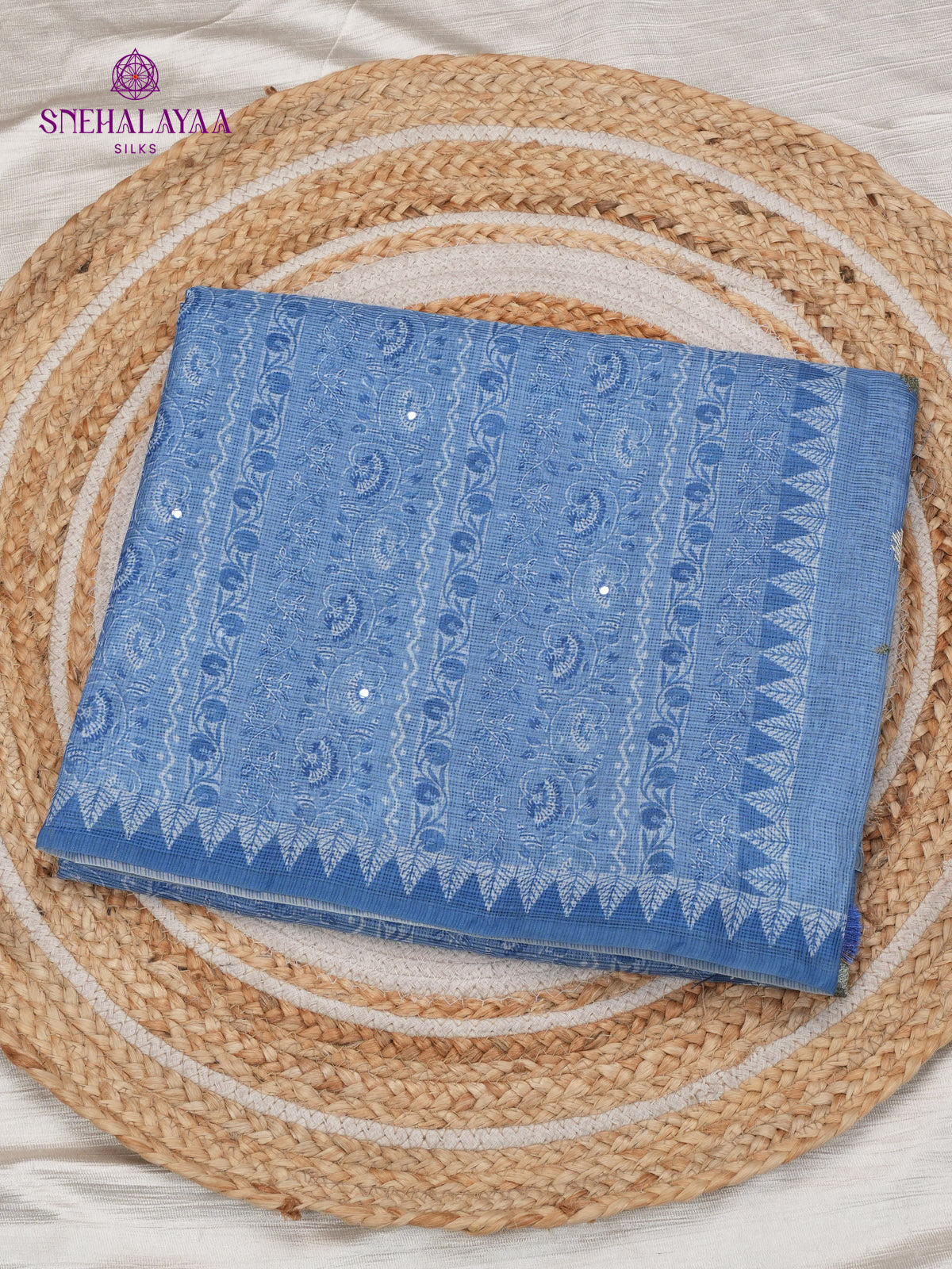 Royal Blue Kota Embroidery Saree