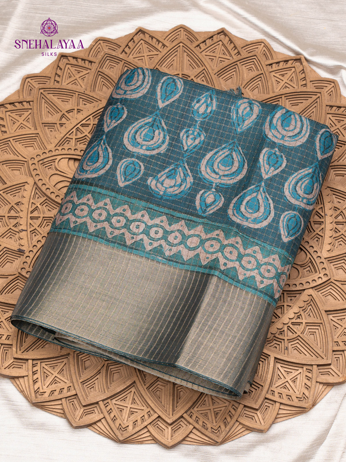 Blue Tussar Saree