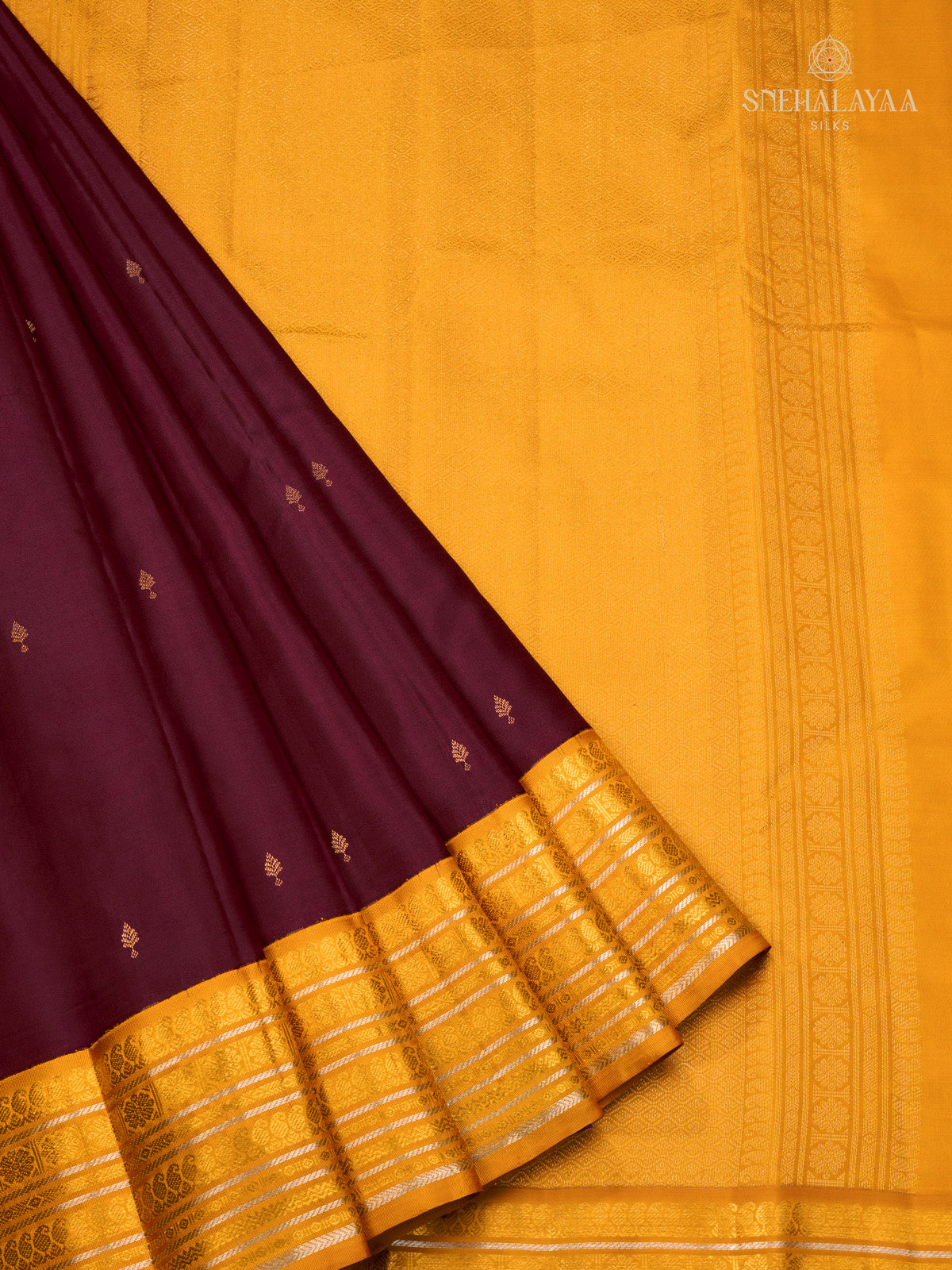 Maroon Korvai Kanjivaram Silk Saree