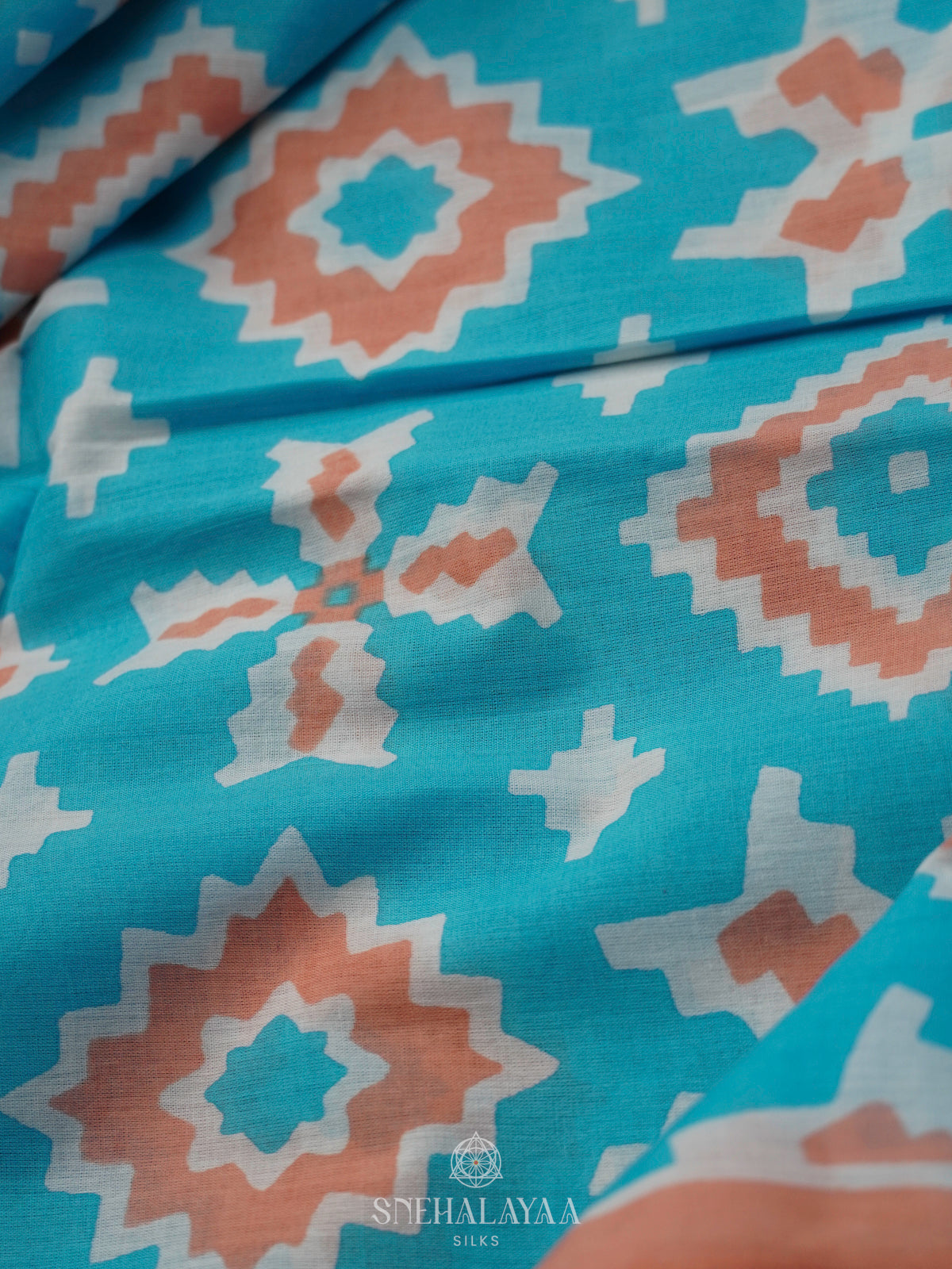 Blue Jaipur Cotton Saree