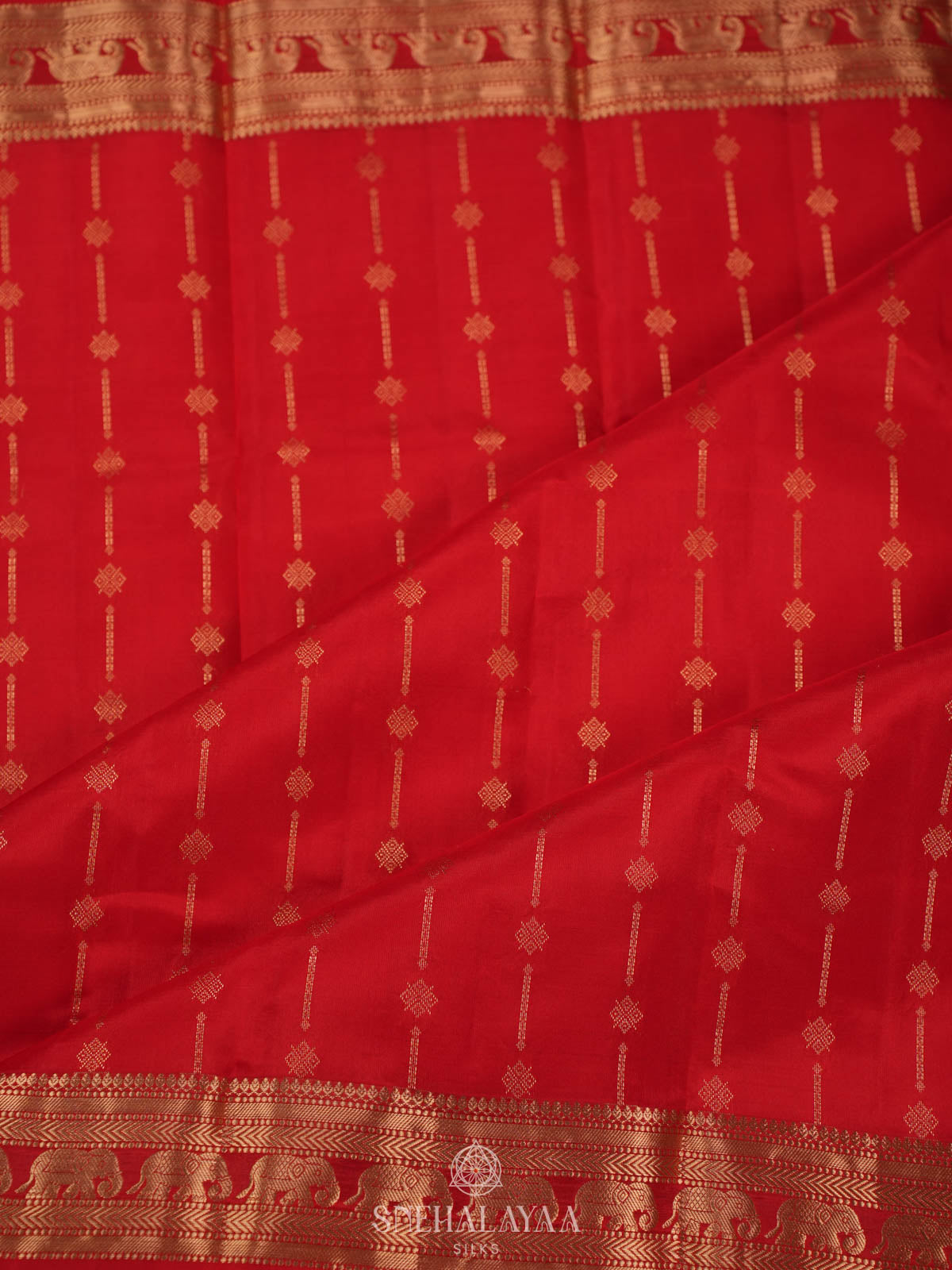 Vermillion Red Kanjivaram silk saree
