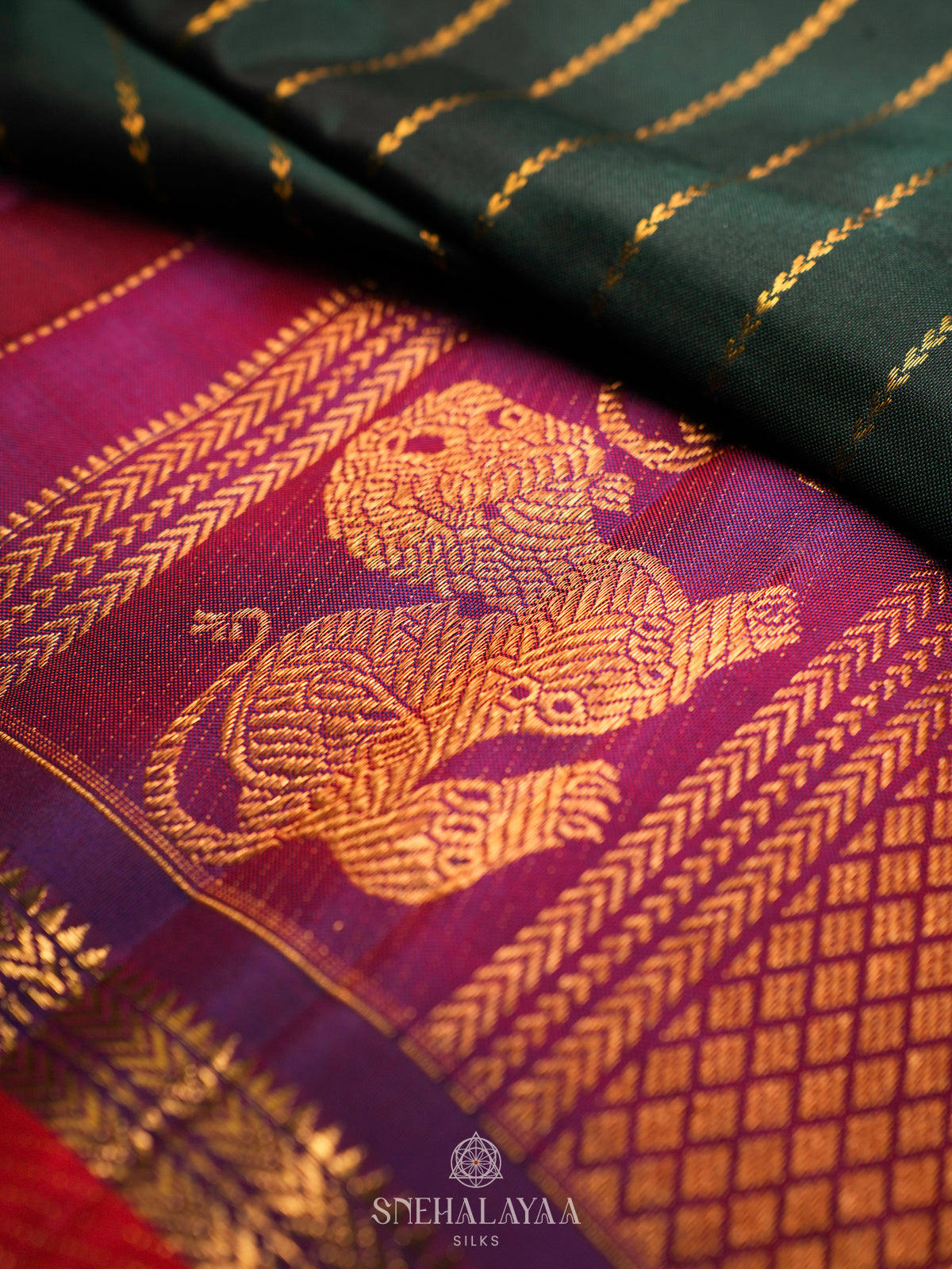 Forest Green Kanjivaram Silk Saree
