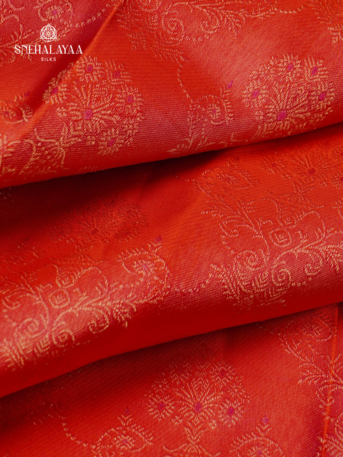 Rust Orange Kanjivaram Silk Saree