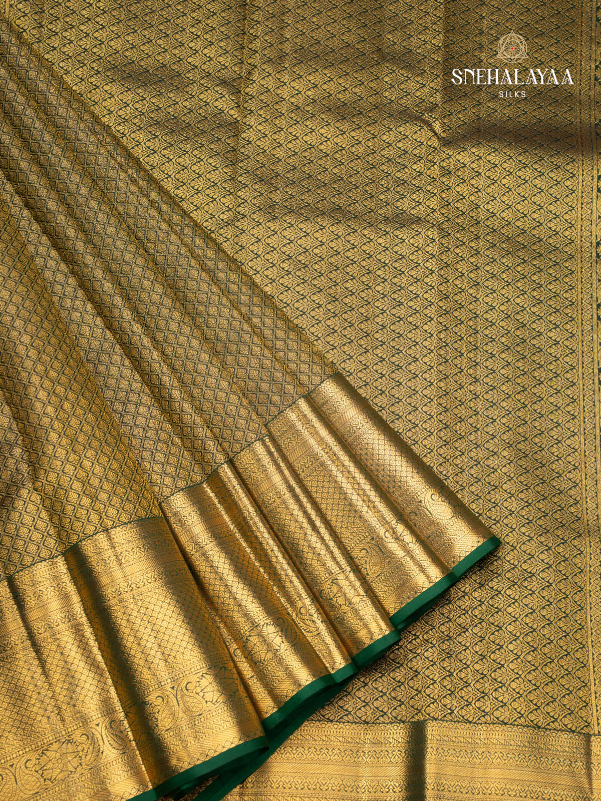 Olive Green Kanjivaram Silk Saree