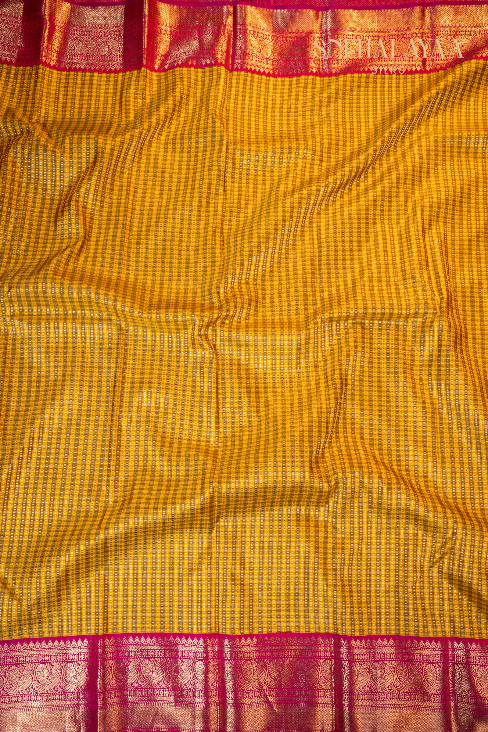 Mustard Yellow Kancheevaram Silk Saree
