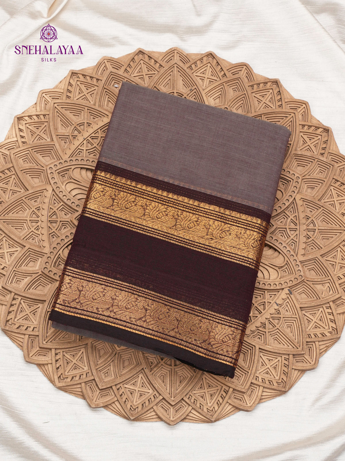 Charcoal Grey Chettinad Cotton Saree