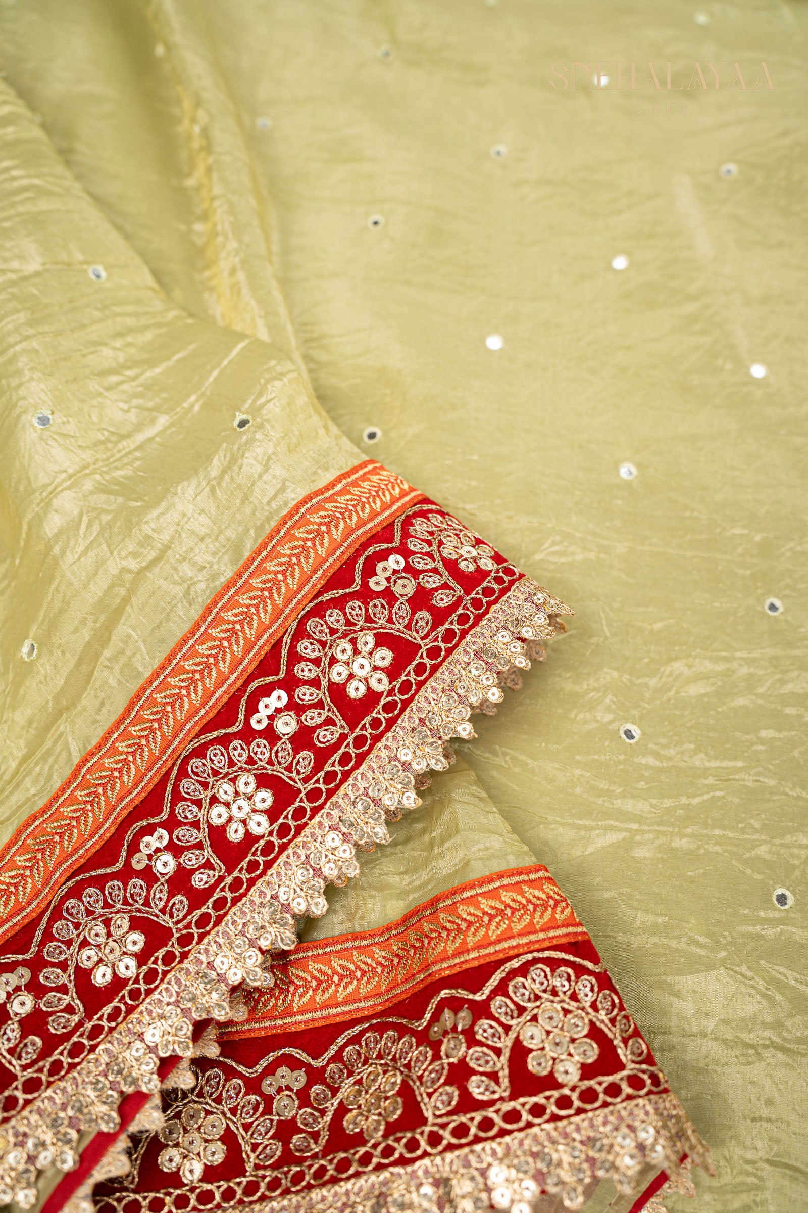 Pistachio Green Designer Saree