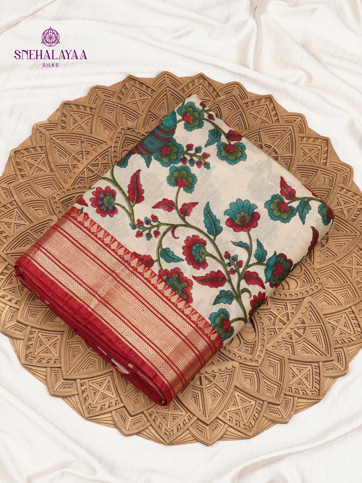 Cream Bamboo Silk Saree