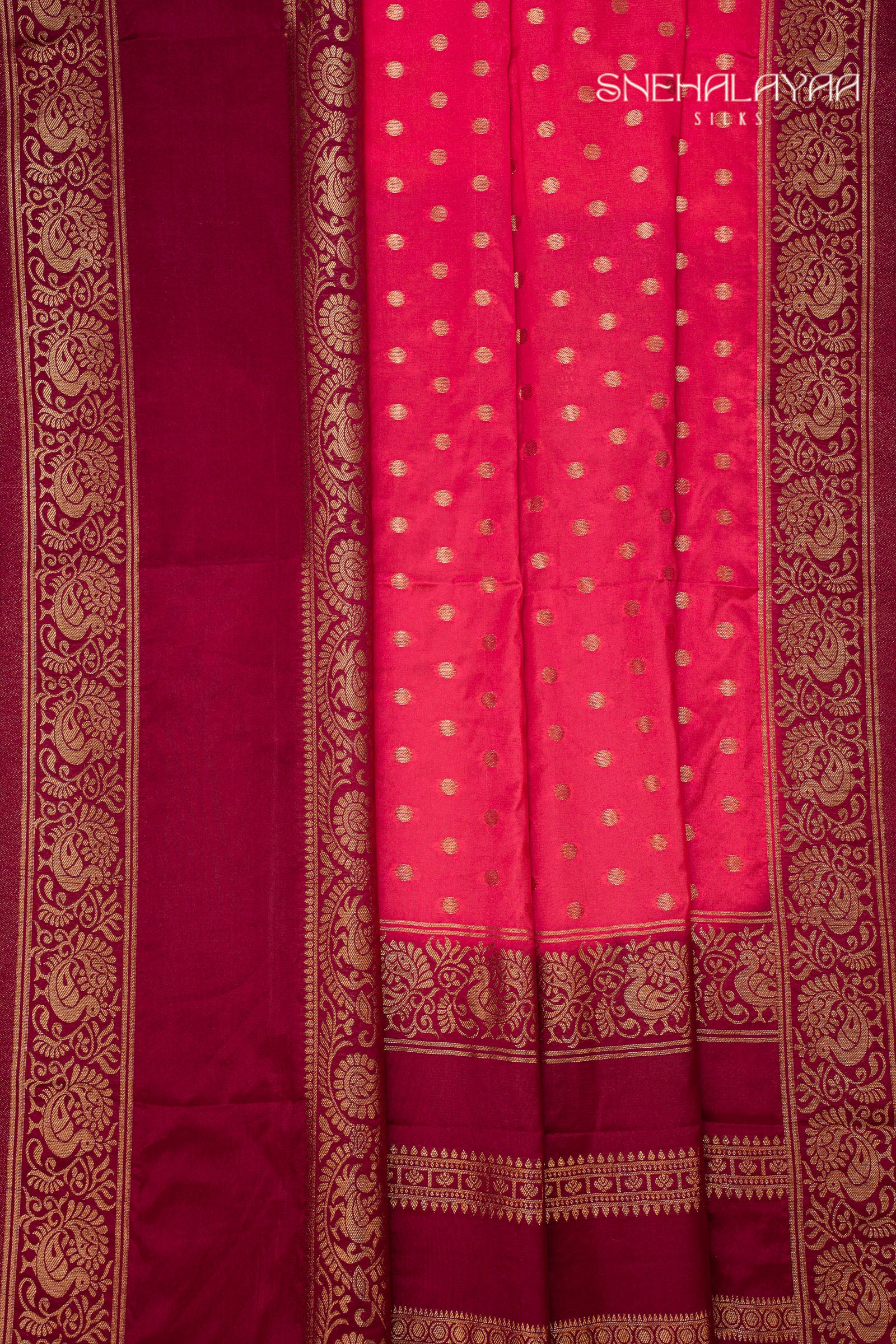Hot Pink Semi Mysore Silk Saree