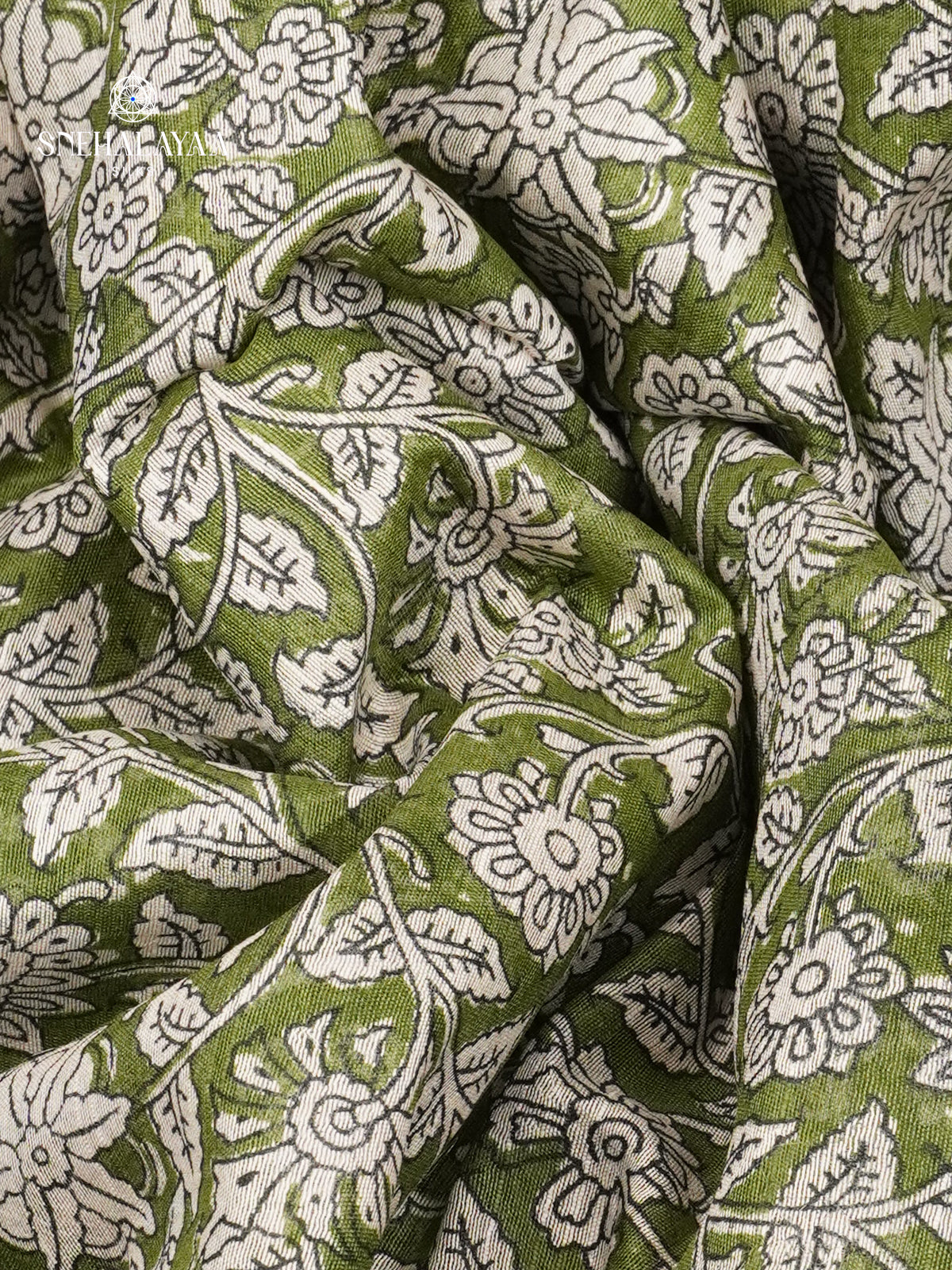 Olive Green Bamboo Silk Saree